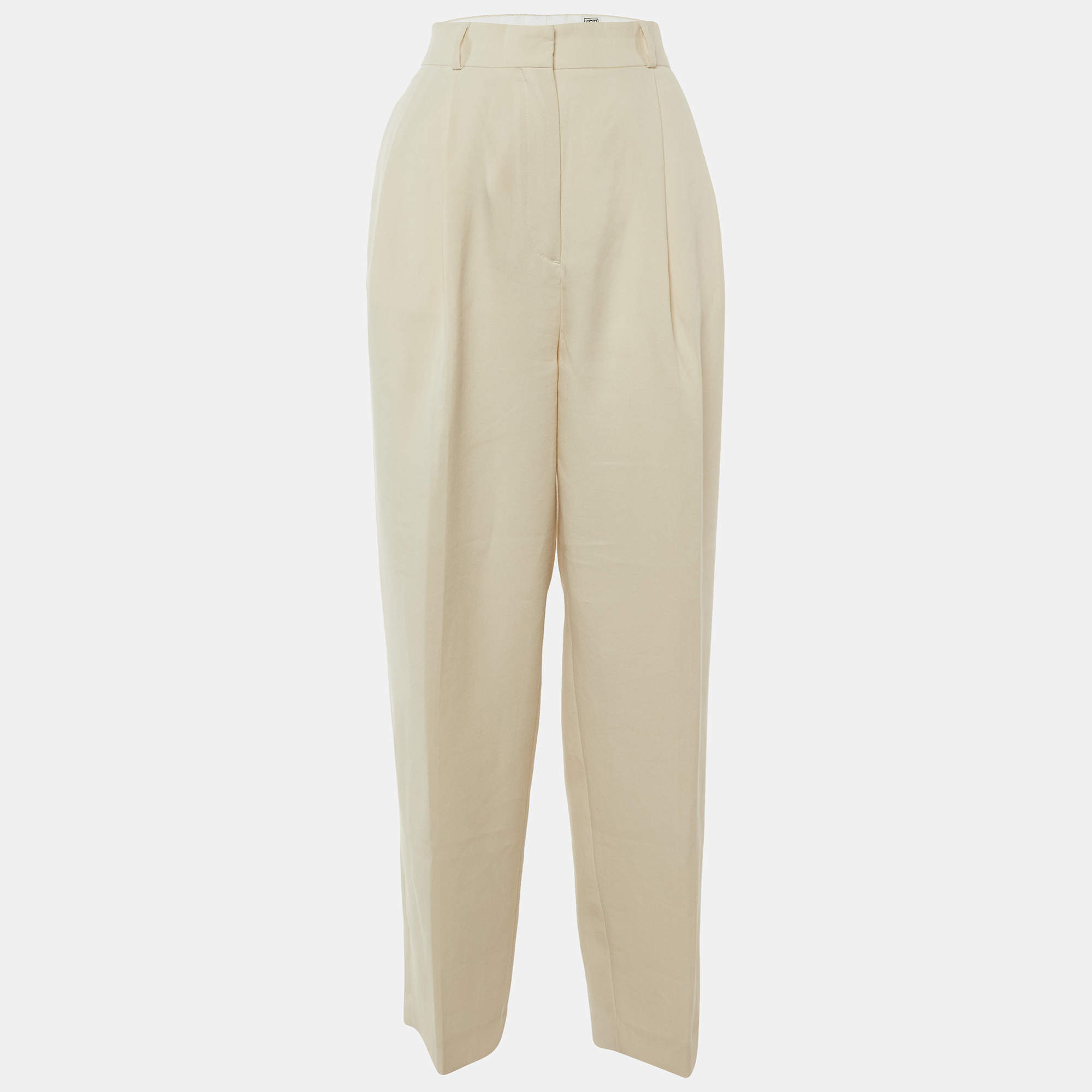 مملوكة مسبقًا Toteme Cream Crepe Pleated Trousers S/Waist 31"