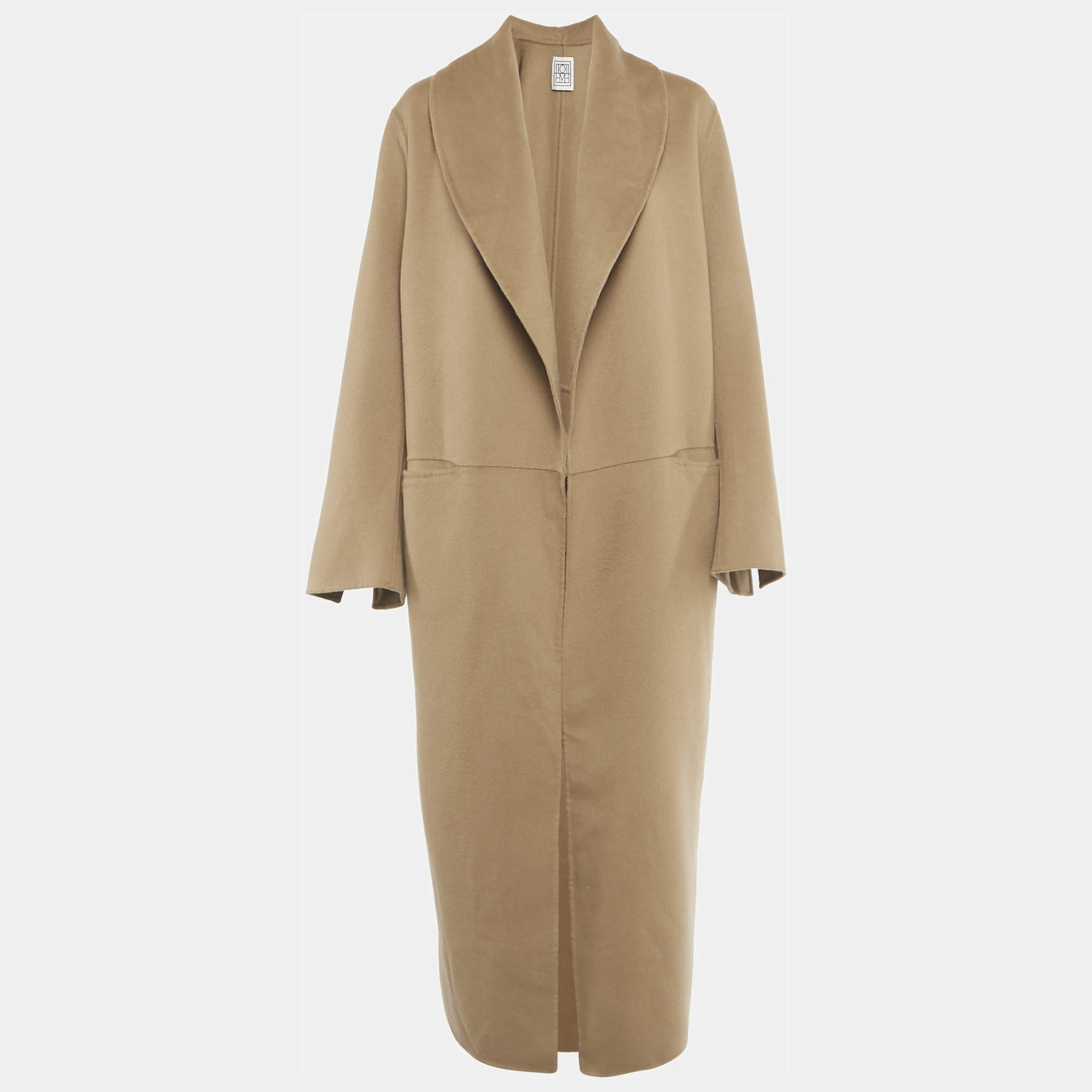مملوكة مسبقًا Toteme Camel Brown Wool Open Front Robe Coat S 