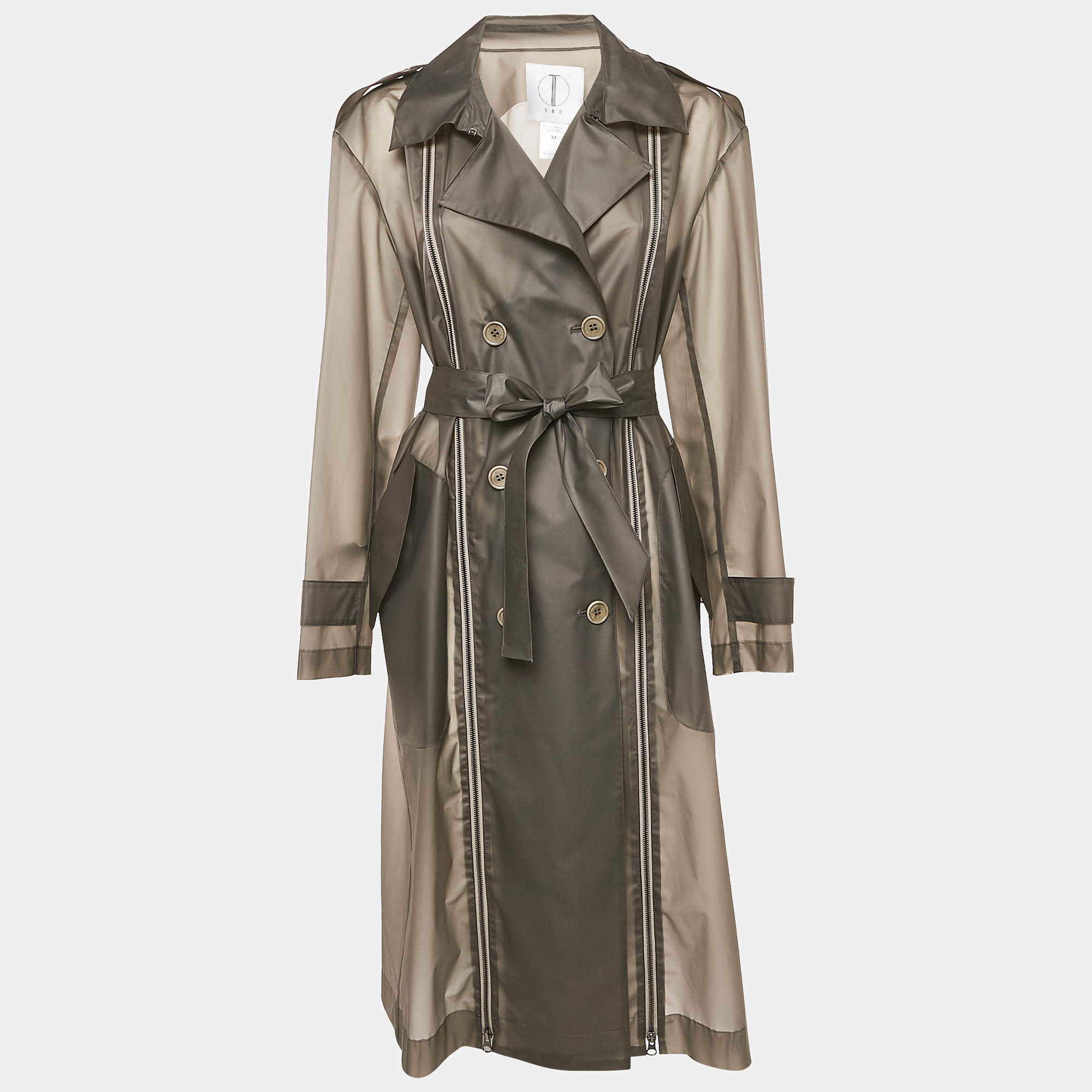 Pre Owned TRE by Natalie Ratabesi Grey Synthetic Pea Coat M