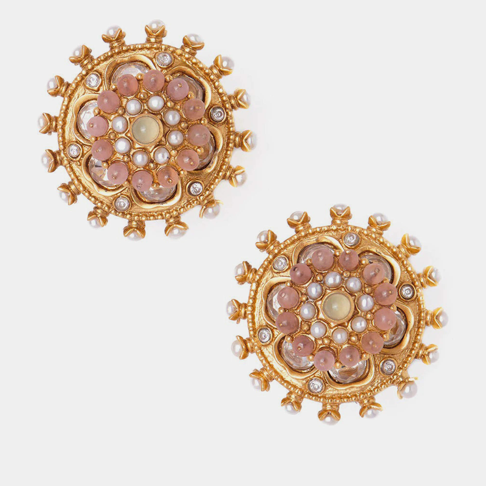 Silver Gold Plated Lotus Chandbali Earrings