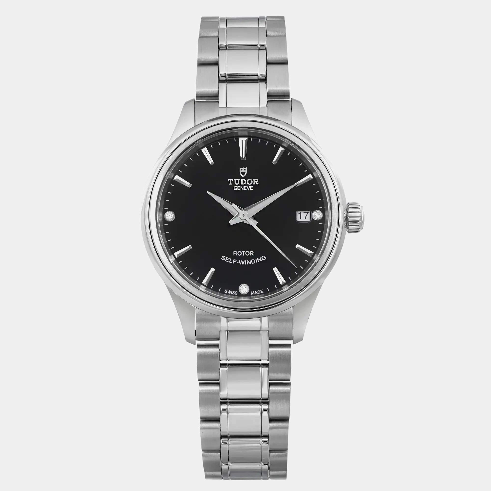 Tudor Black Stainless Steel  Style 12300-0004 Automatic Women's Wristwatch 34mm