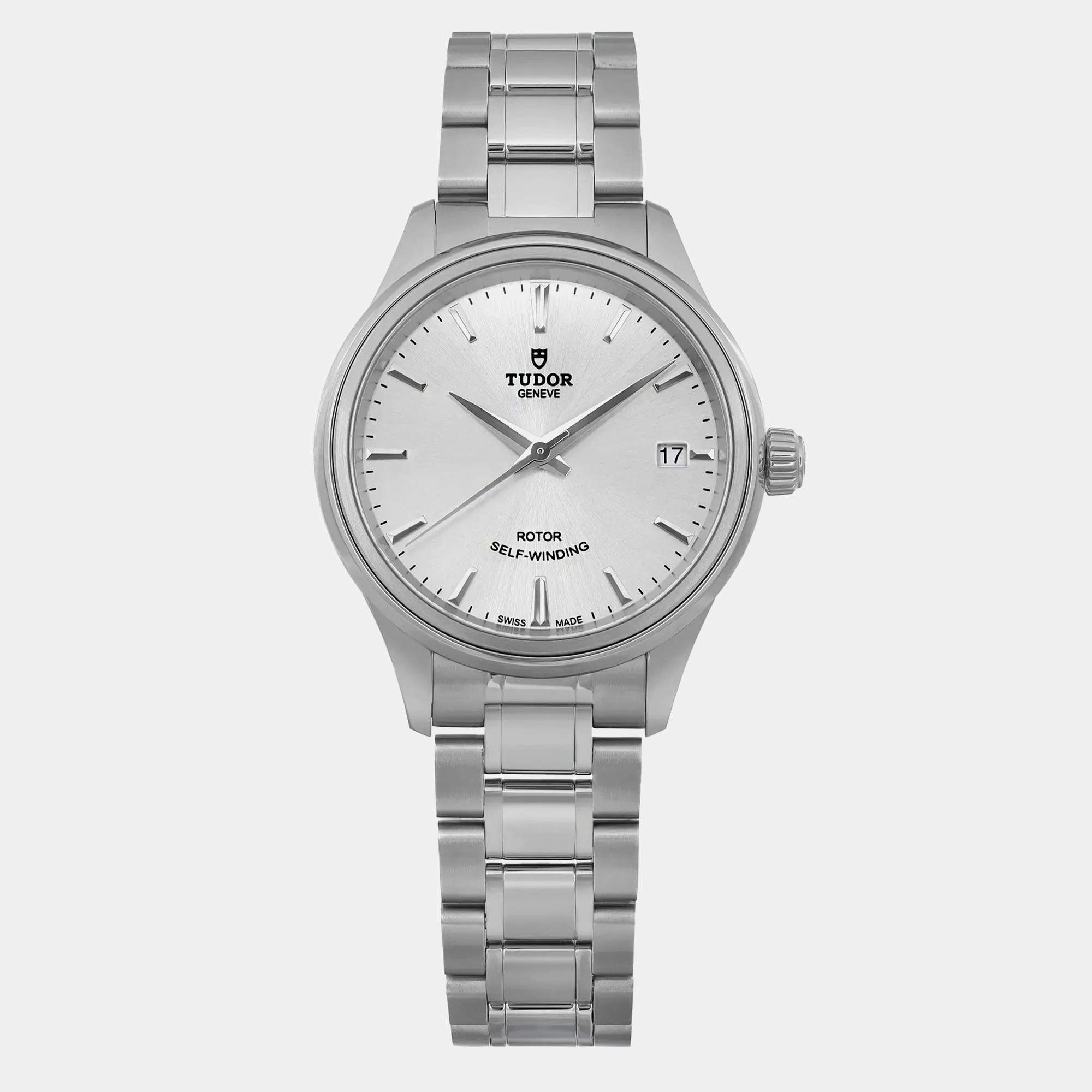 Tudor Silver Stainless Steel Style 12300-0001 Automatic Women's Wristwatch 34 mm 