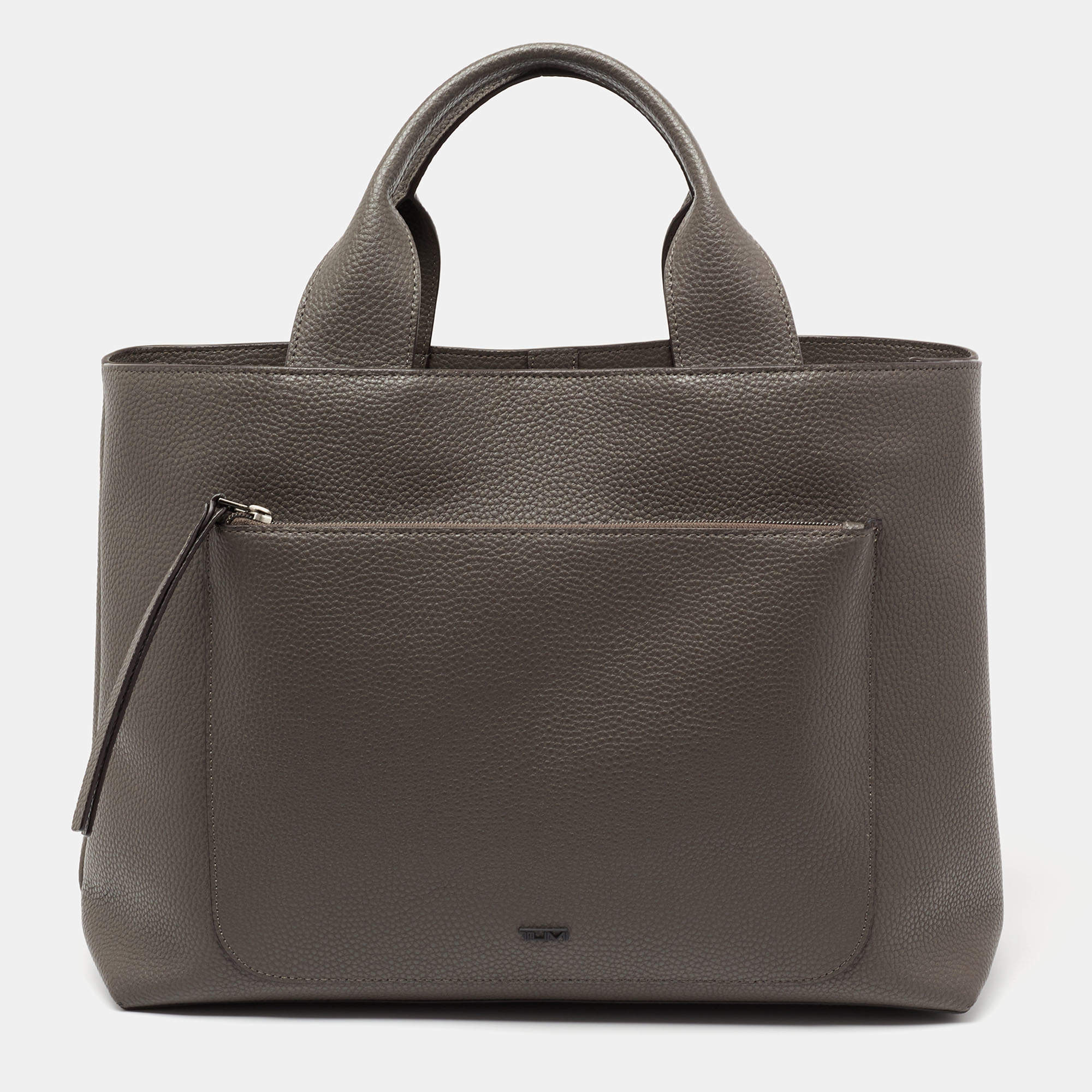 TUMI Grey Leather Satya Satchel