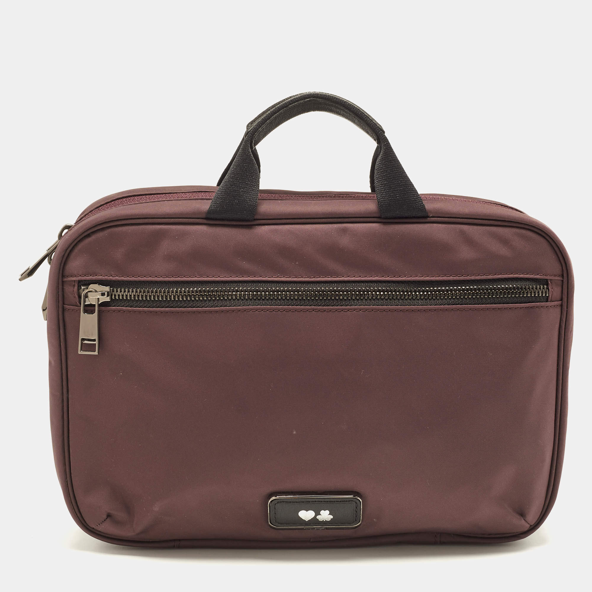 Pre Owned TUMI Voyageur Madeline Plum/Black Nylon Cosmetic Bag