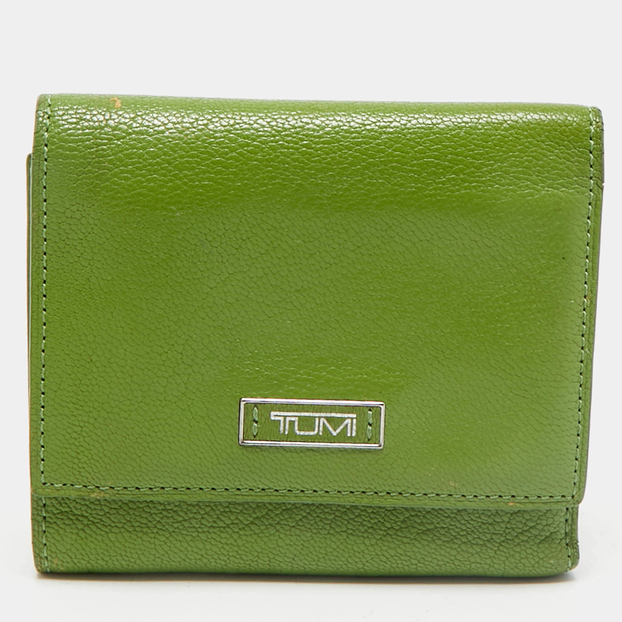 TUMI Green Leather Trifold Wallet