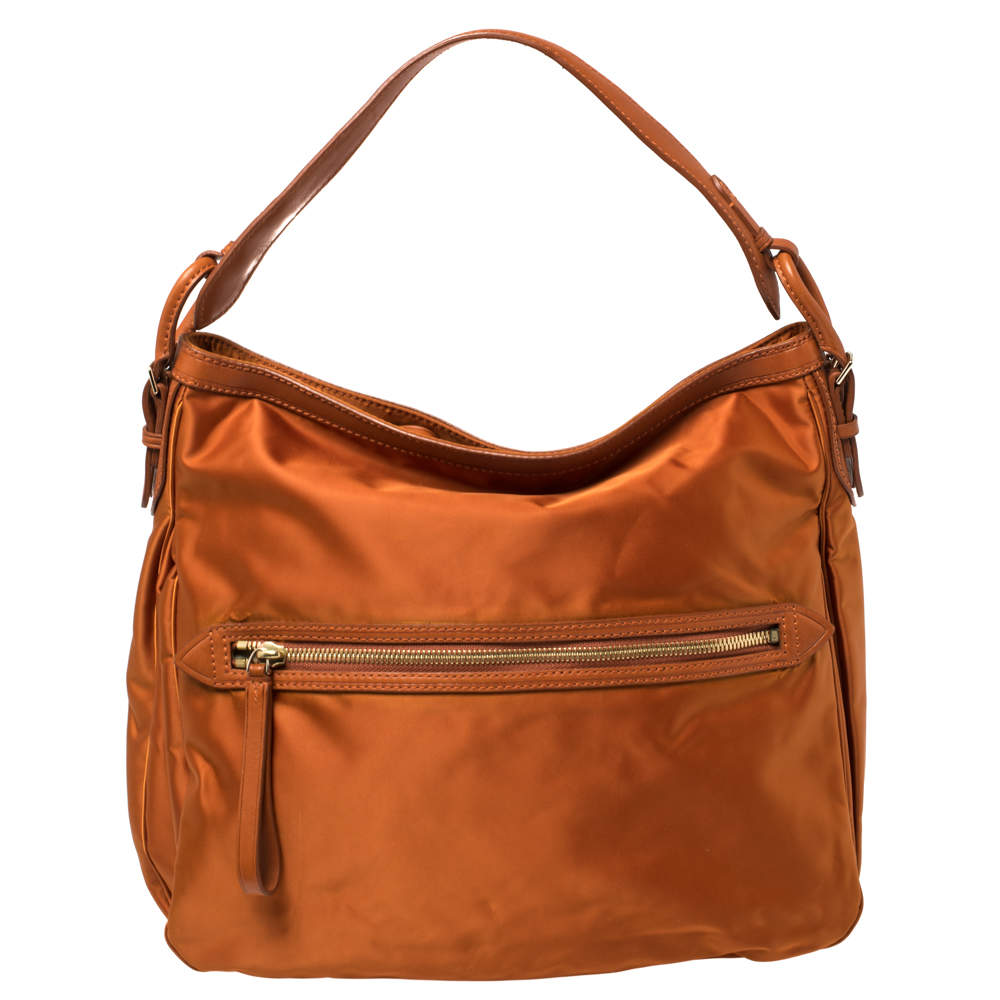 Pre Owned Tumi Orange Nylon Ashley Hobo