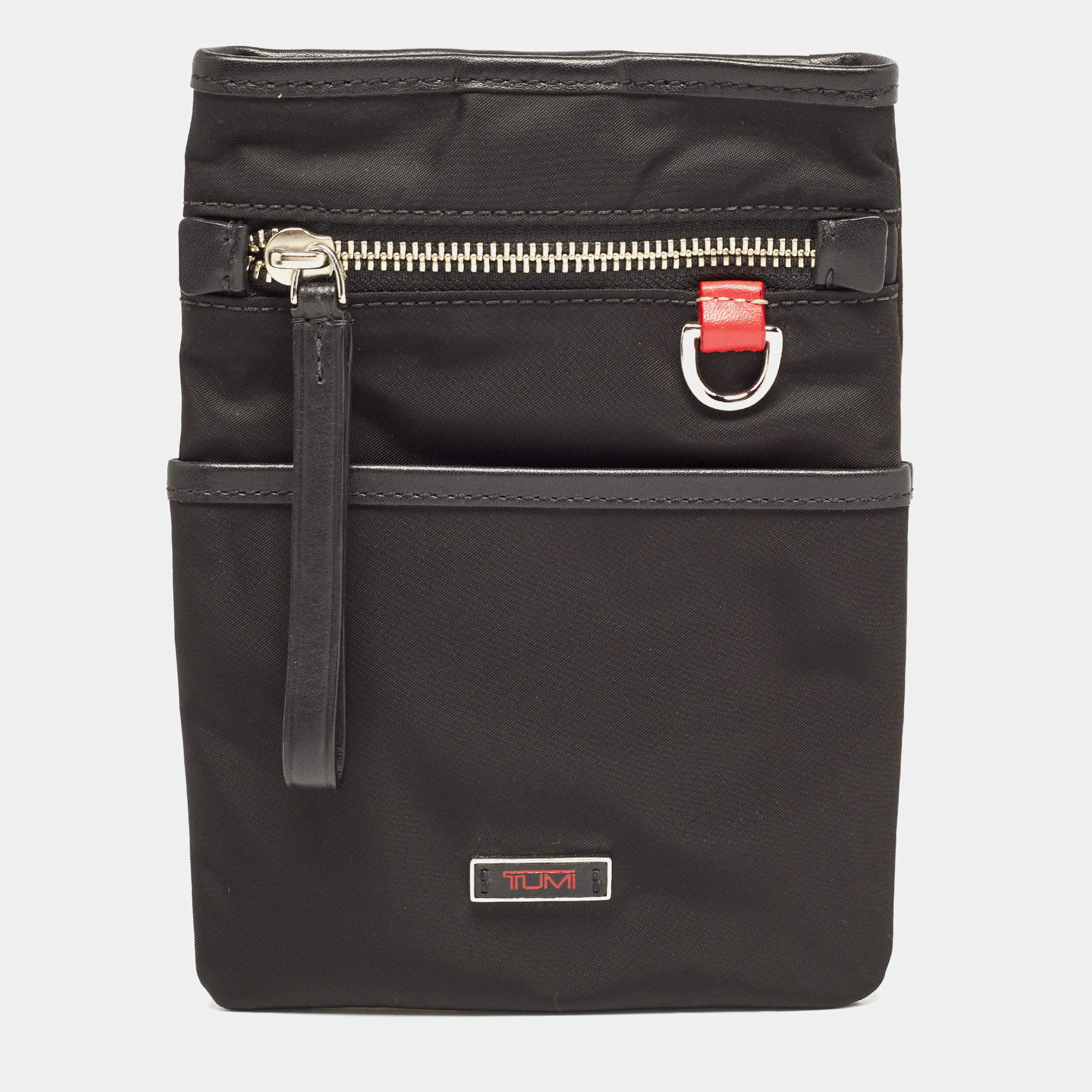 TUMI Black Nylon and Leather Pouch