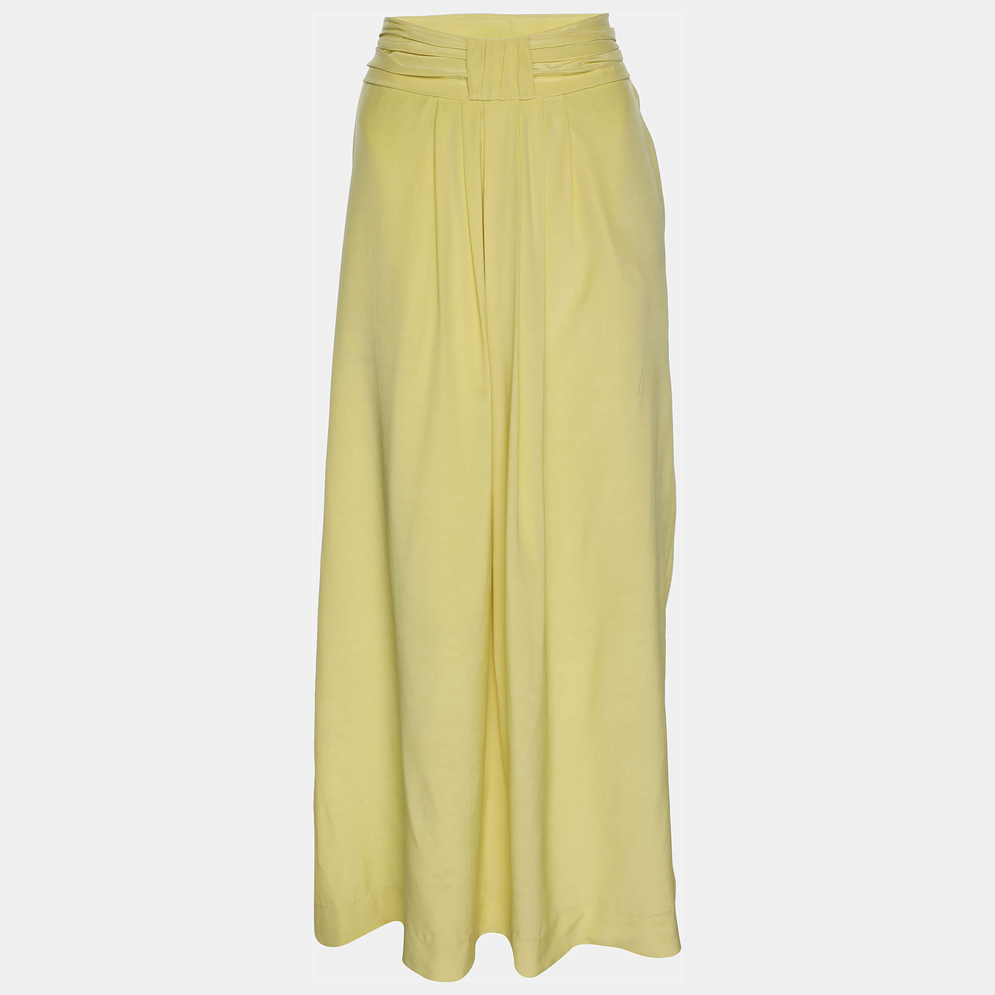 Pre Owned Twenty8Twelve Yellow Silk Pleated Midi Skirt S