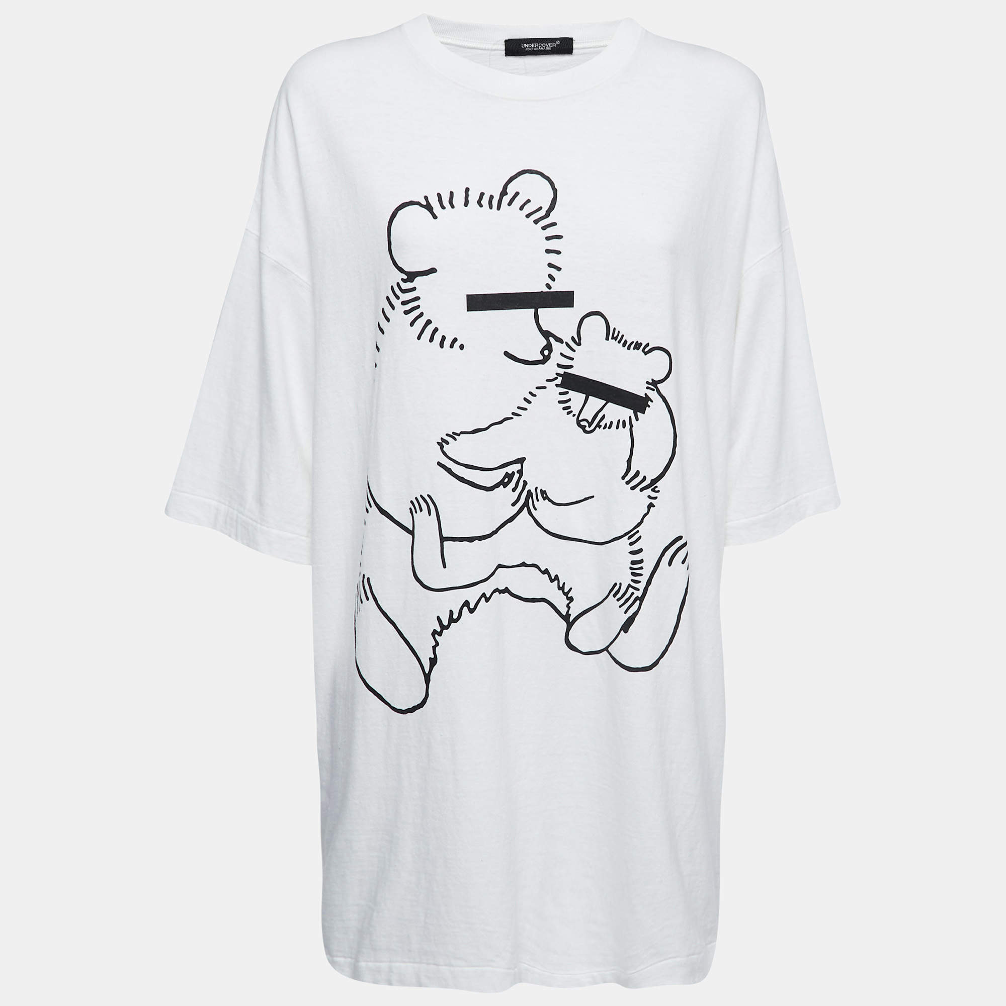Undercover White Printed Cotton Crew Neck Half Sleeve T-Shirt One Size