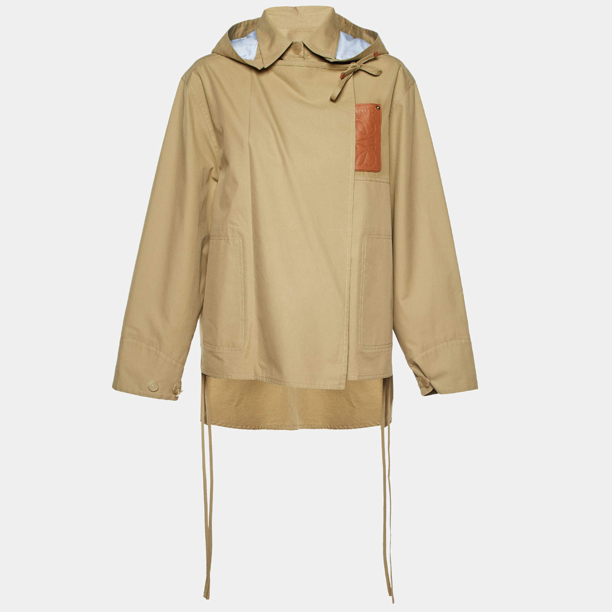 Pre Owned Loewe Beige Cotton Cut-Out Hooded Parka M