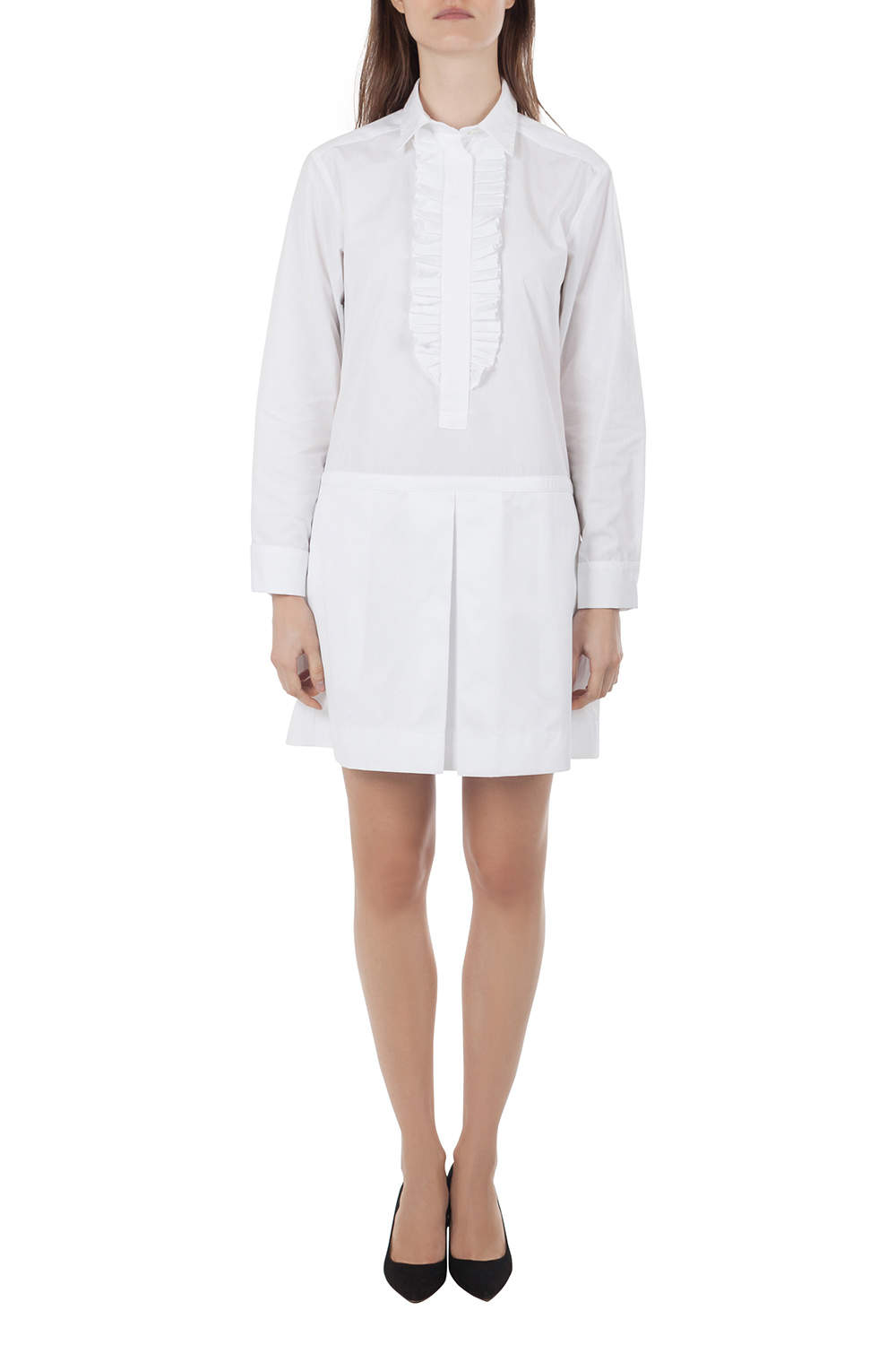 مملوكة مسبقًا فستان سي باي كلوي قطن أبيض بطيات S