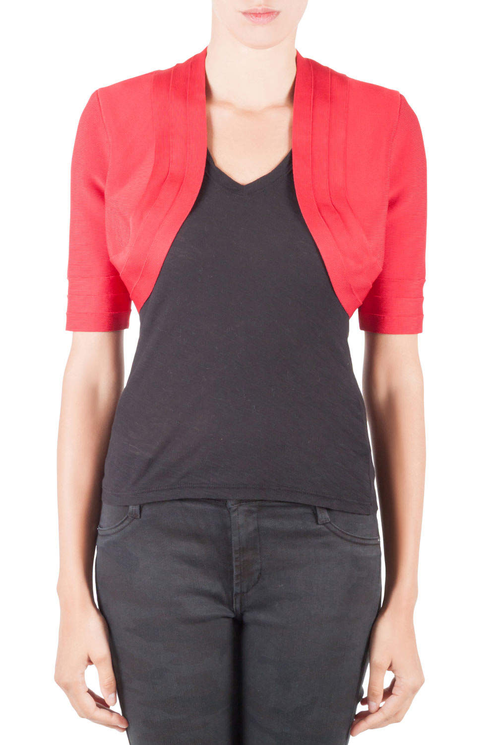 Pre Owned جاكيت هيرفي ليجي برلين تريكو أحمر ليبستيك قصير S