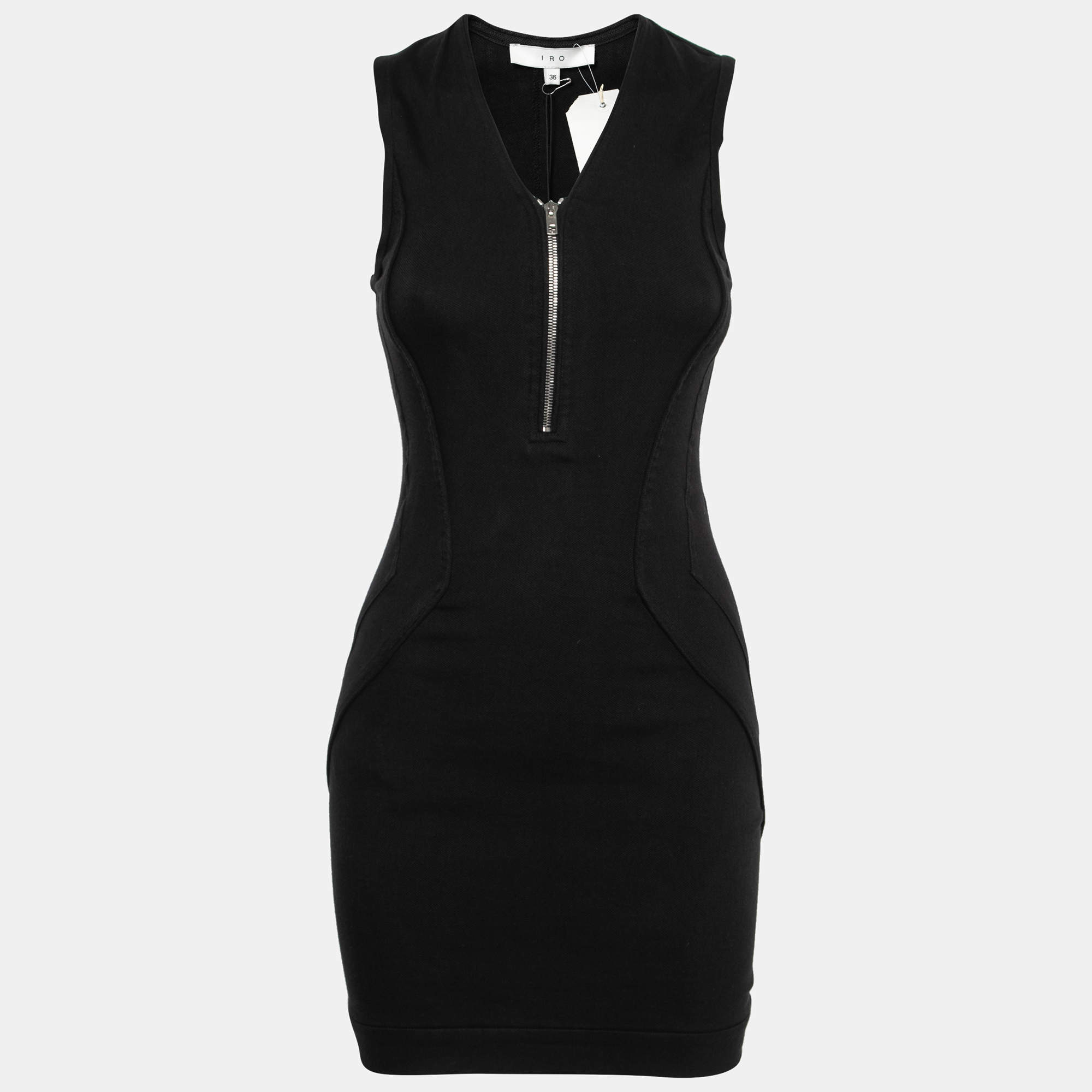 IRO Black Linen Blend Sleeveless Trever Mini Dress S