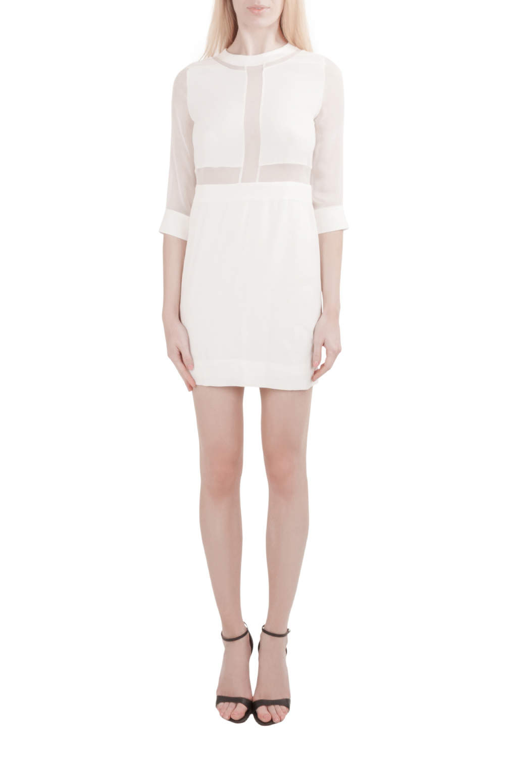 Pre Owned IRO White Silk Crepe Panelled Tina Mini Dress S