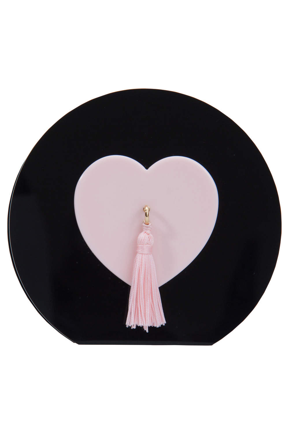 Pre Owned Charlotte Olympia Black/Pink Perspex Such a Tease Tassel Clutch