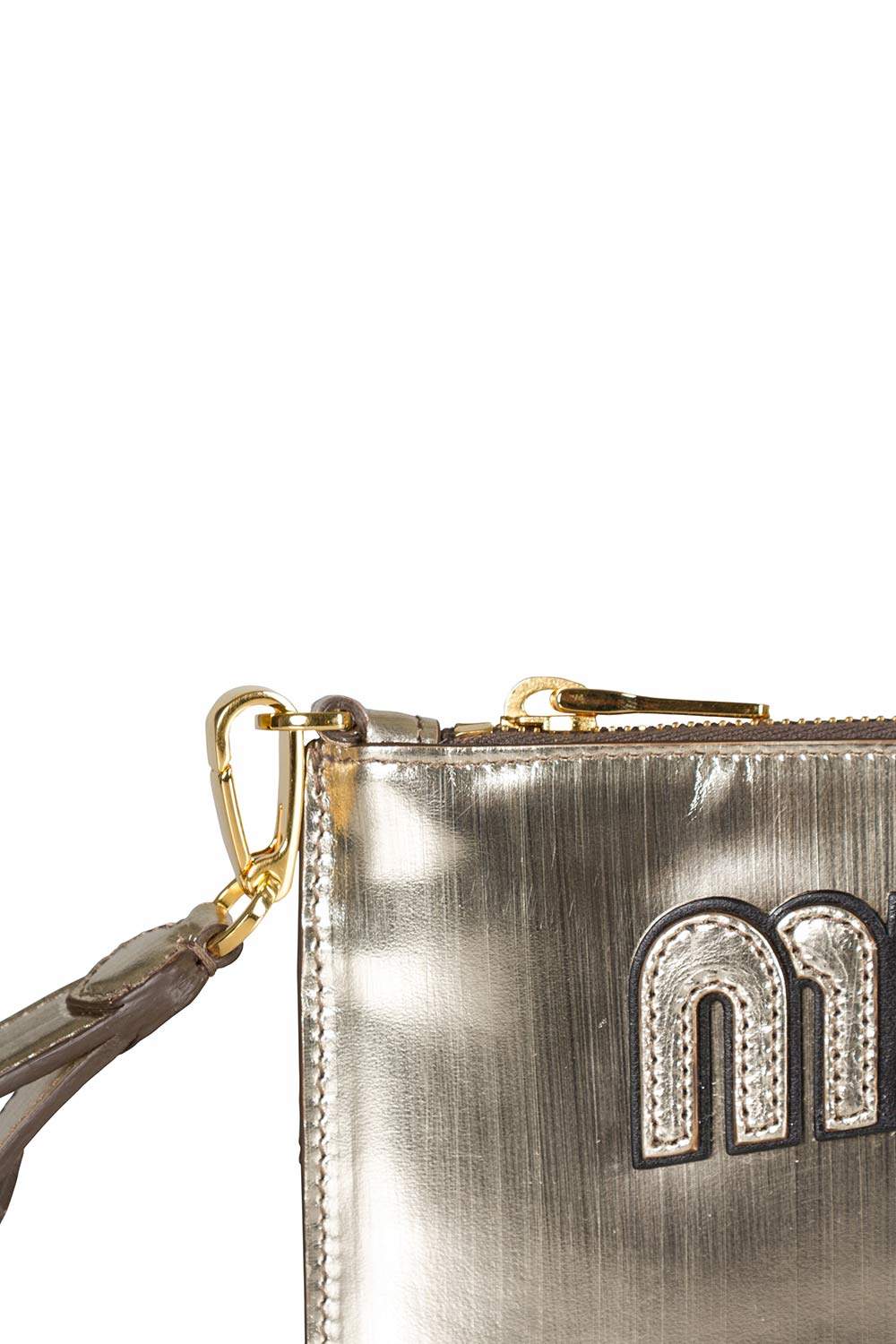 Miu Miu Metallic Gold Patent Leather Wristlet Clutch