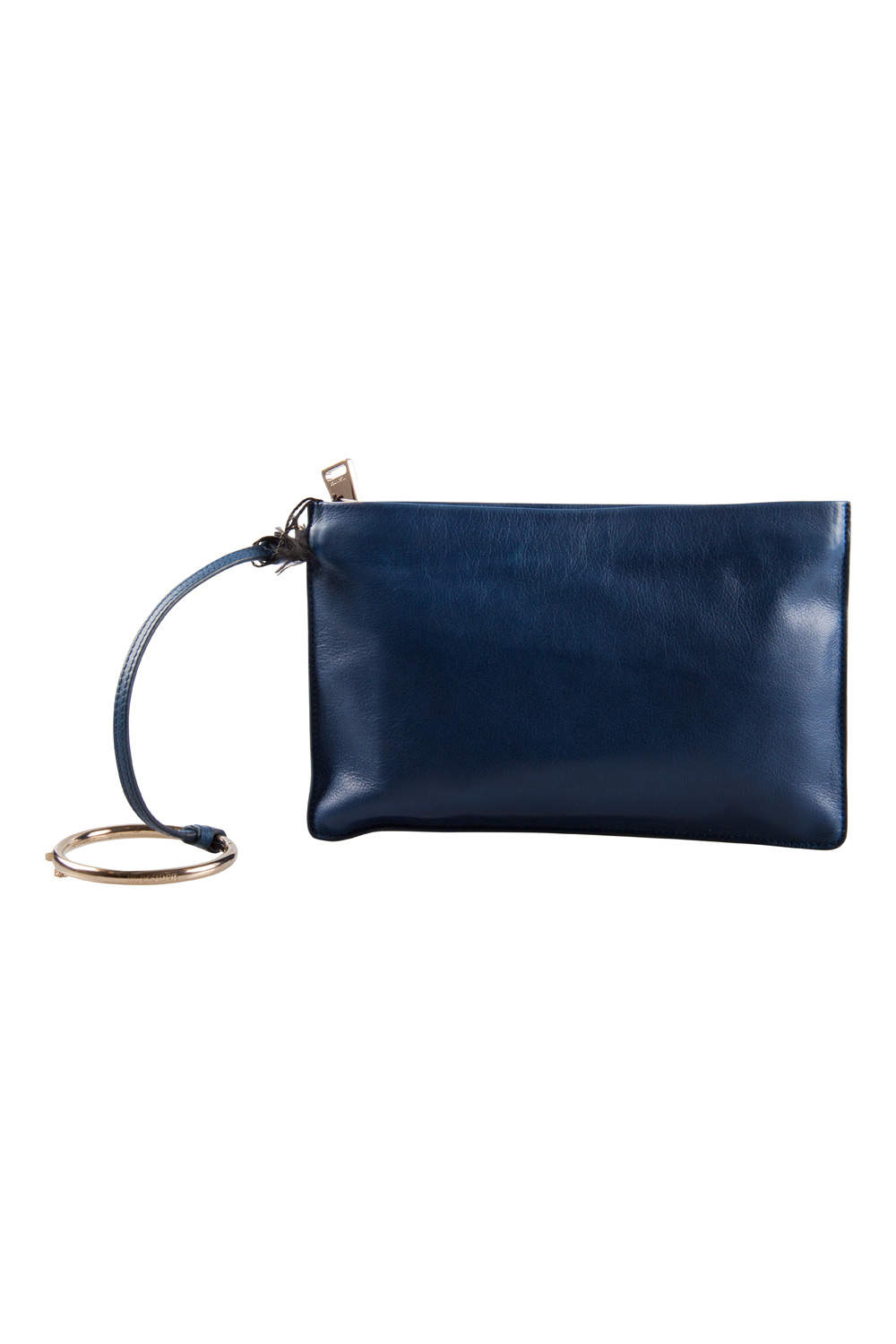 Jil Sander Navy Blue Leather Noyce Clutch