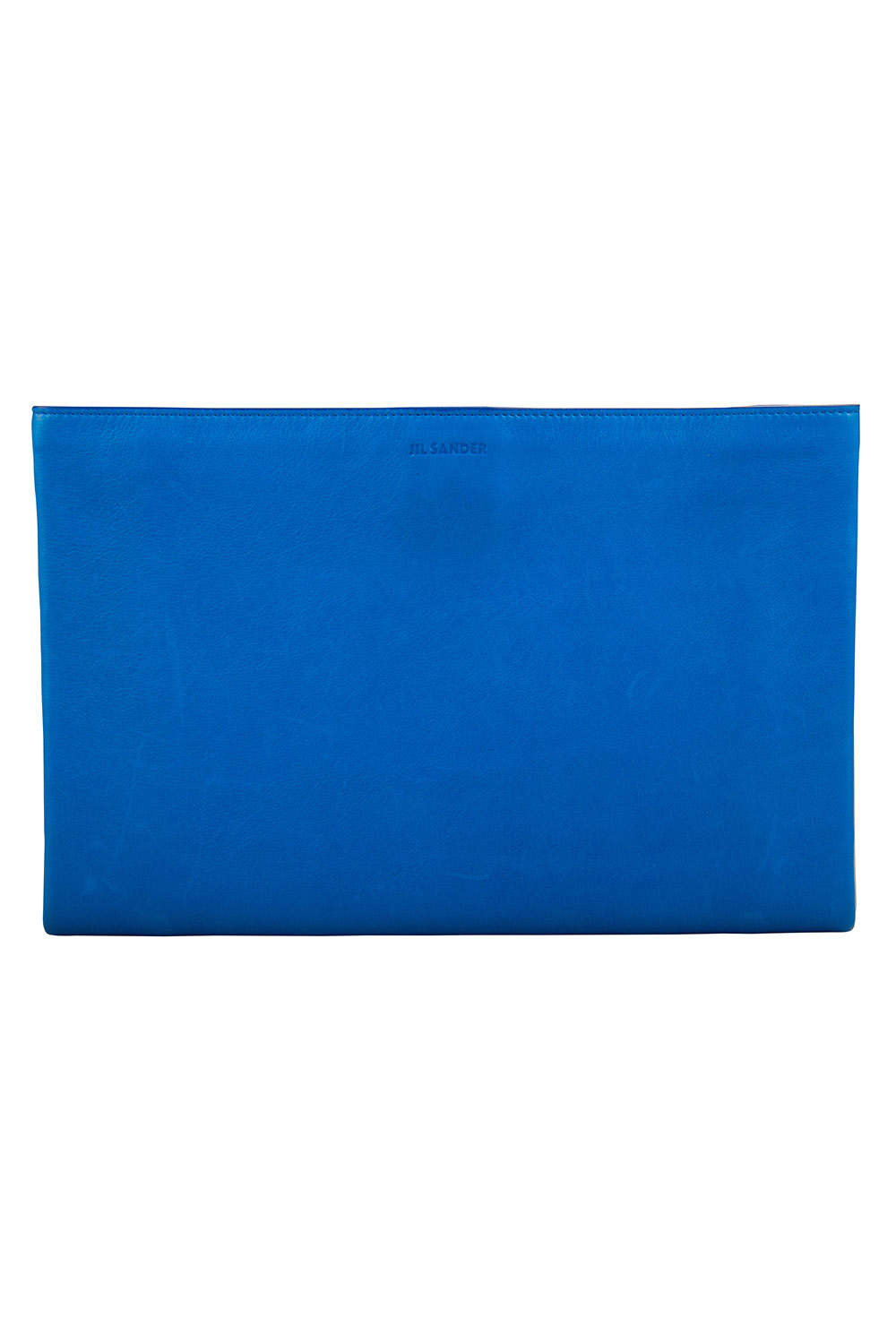 Jil Sander Blue/White Leather Triple Color Block Clutch