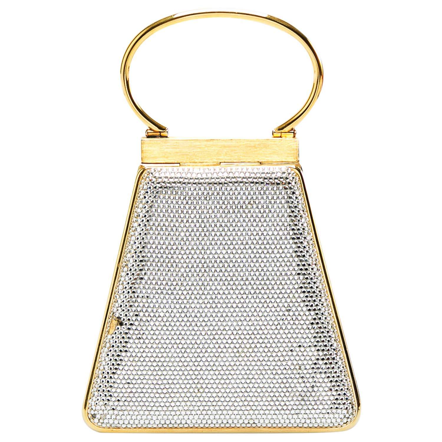 Pre Owned حقيبة كلاتش جوديث ليبر مينوديار كريستال سواروفسكي ذهبية