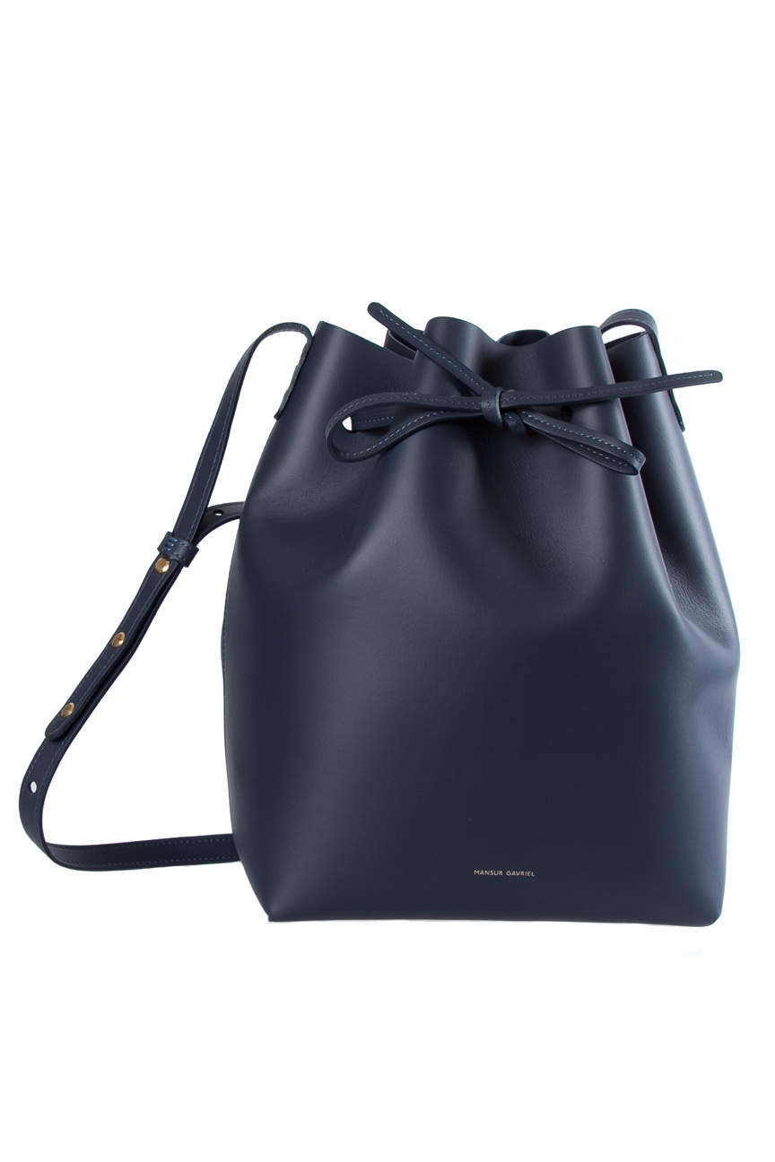 Mansur Gavriel Navy Large Leather Bucket Bag