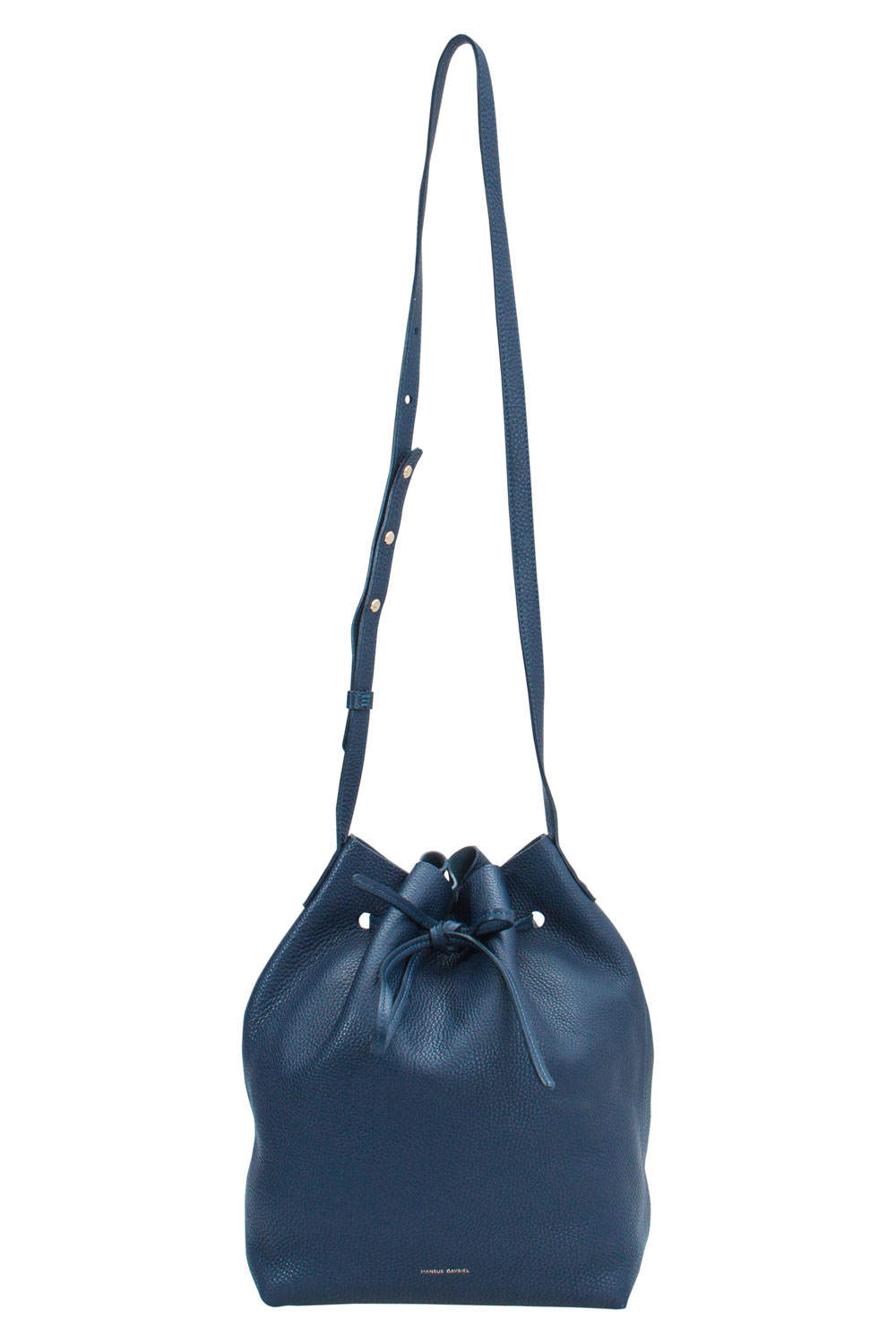 navy leather bucket bag