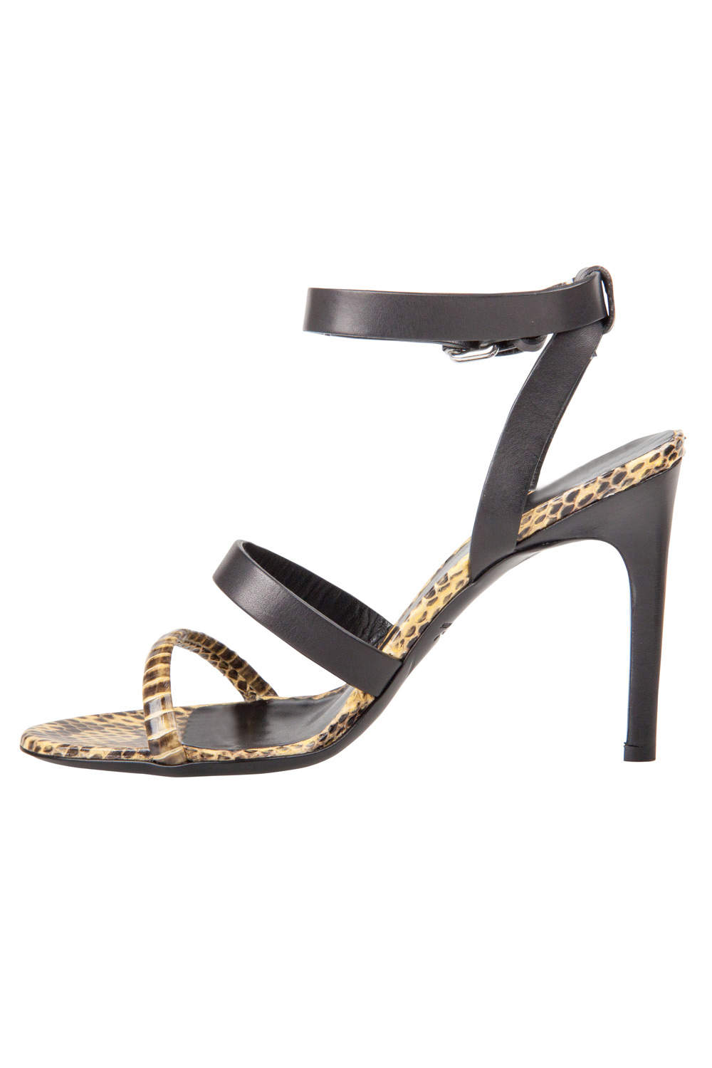 Alexander McQueen Yellow Python And Black Leather Cleo Ankle Strap Sandals Size 37