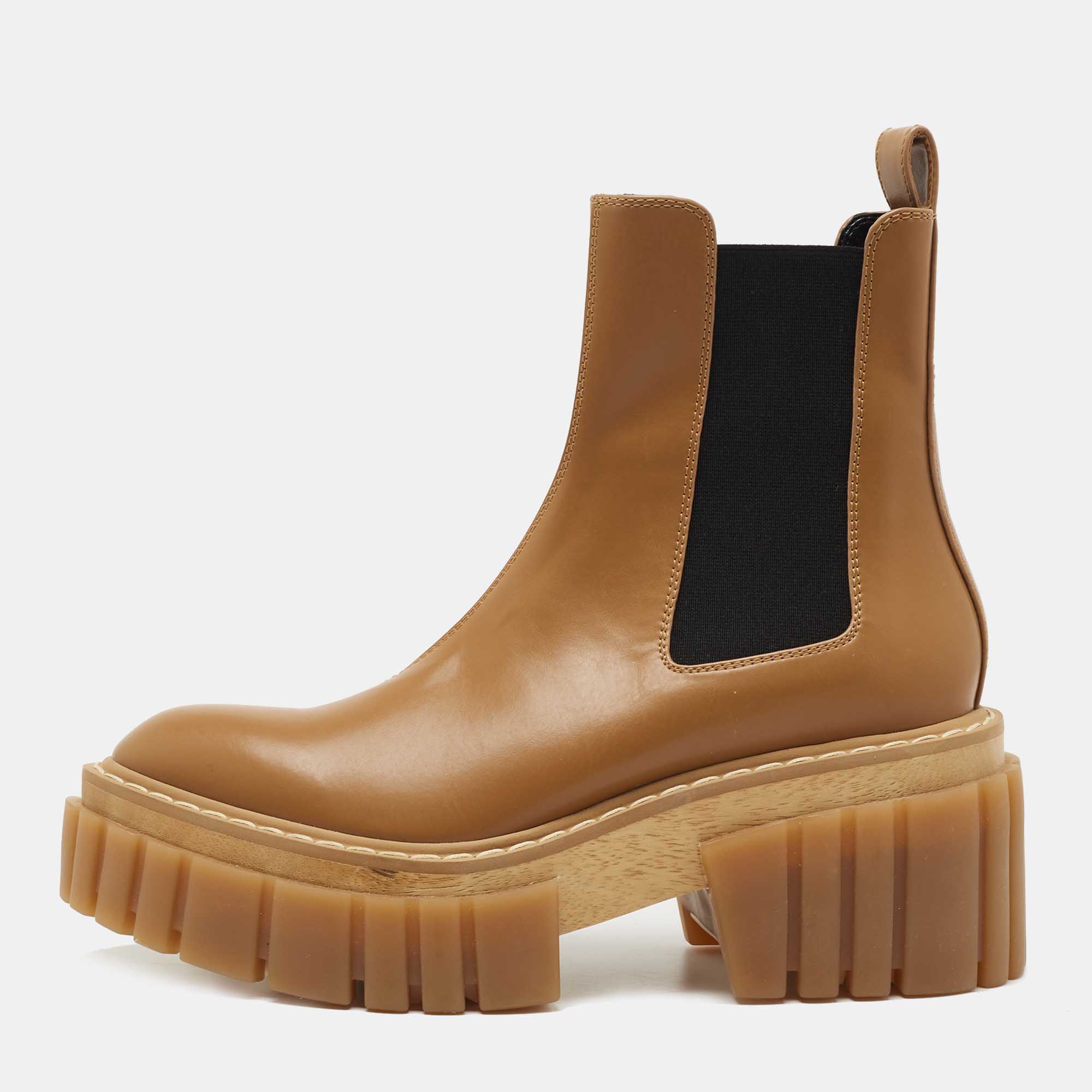 Pre Owned  Stella McCartney Brown Leather Ankle Boots Size 40