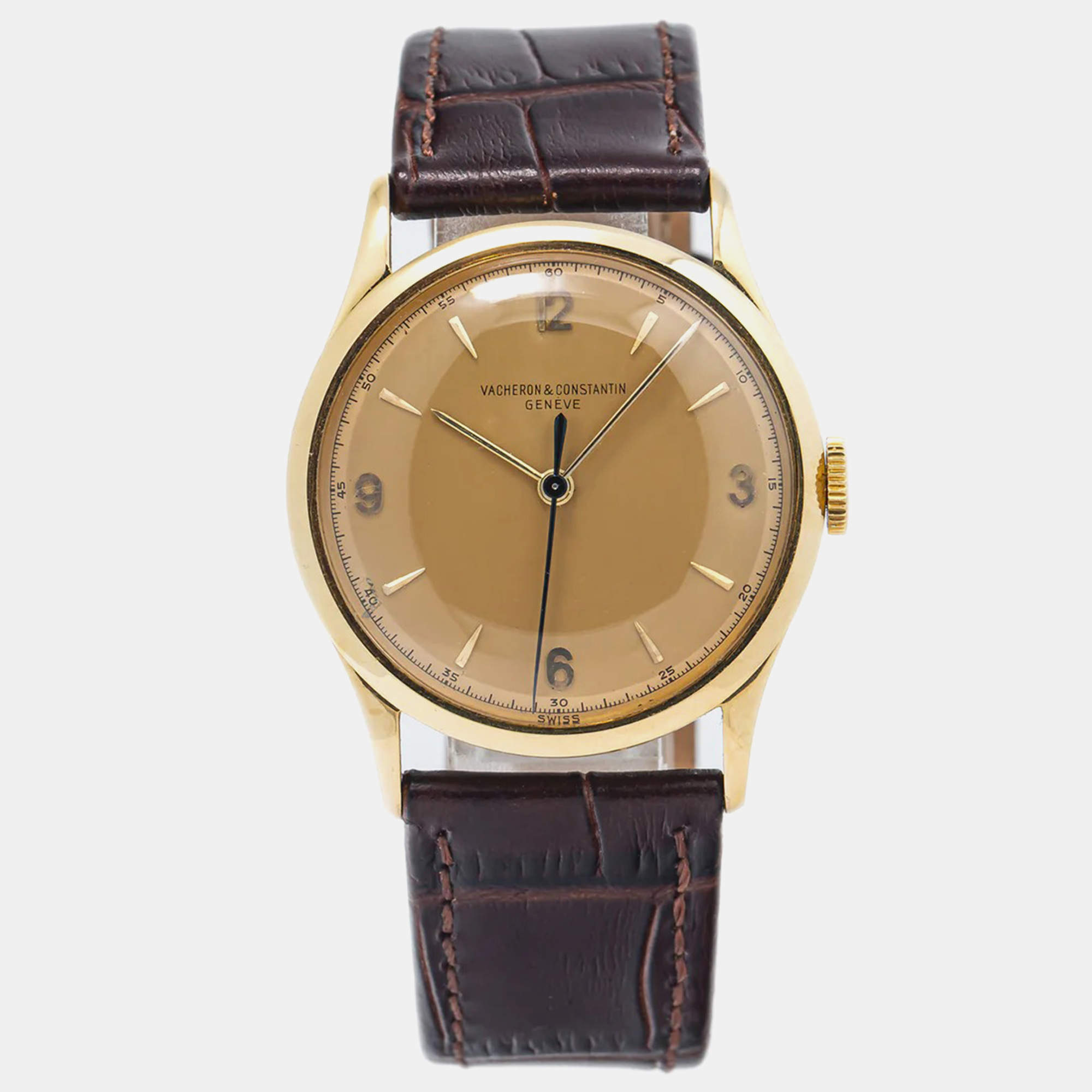 Vacheron Constantin Brown 18k Yellow Gold V454 Women's Wristwatch 34mm