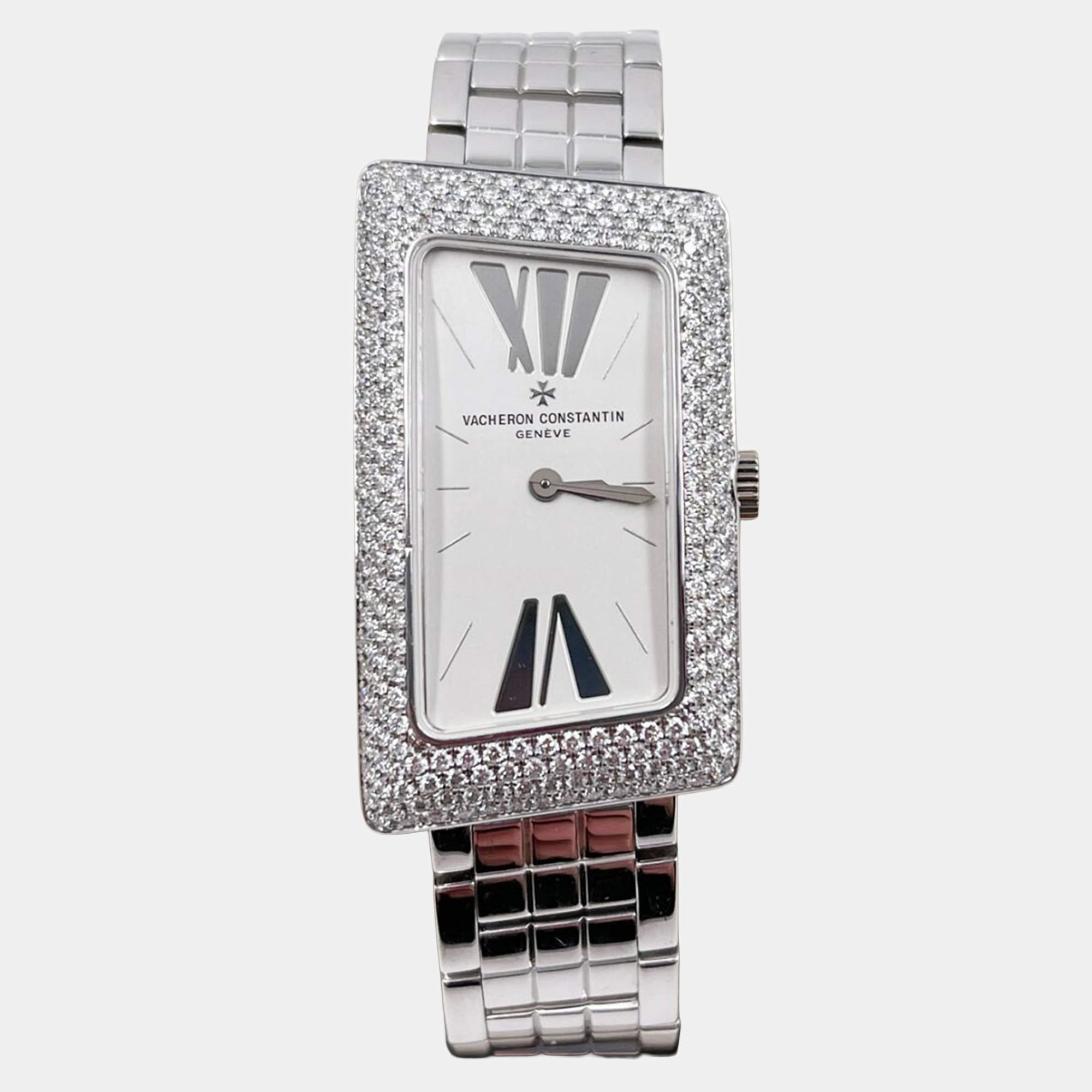 Pre Owned Vacheron Constantin Cambree Asymmetric 25515/U01G-9233 Quartz 18K White Gold Women's Wristwatch 21 mm x 37 mm