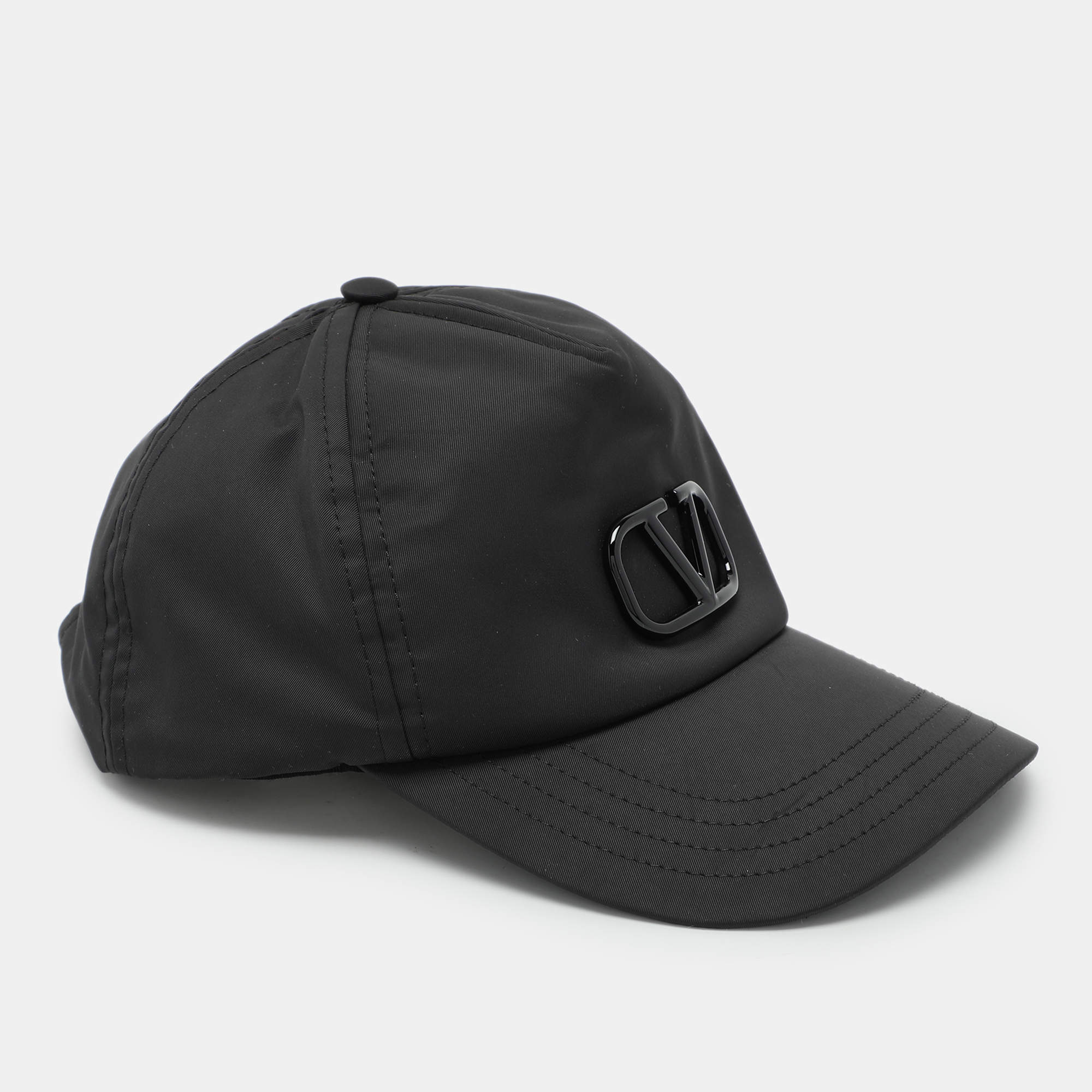 Valentino Black Nylon Logo Baseball Cap 
