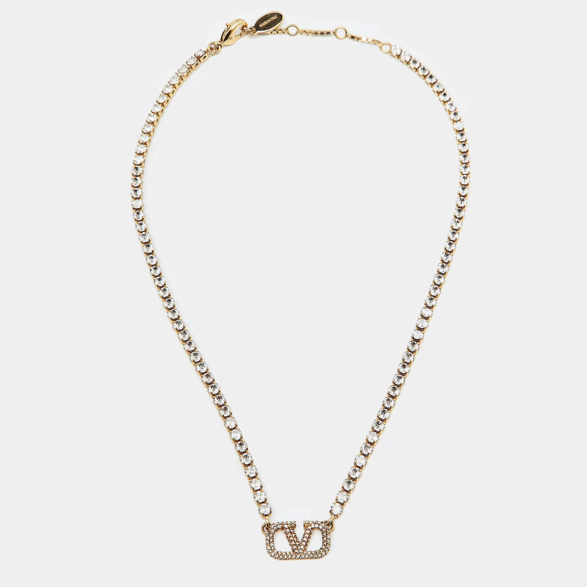 Valentino VLogo Signature Crystals Gold Tone Necklace
