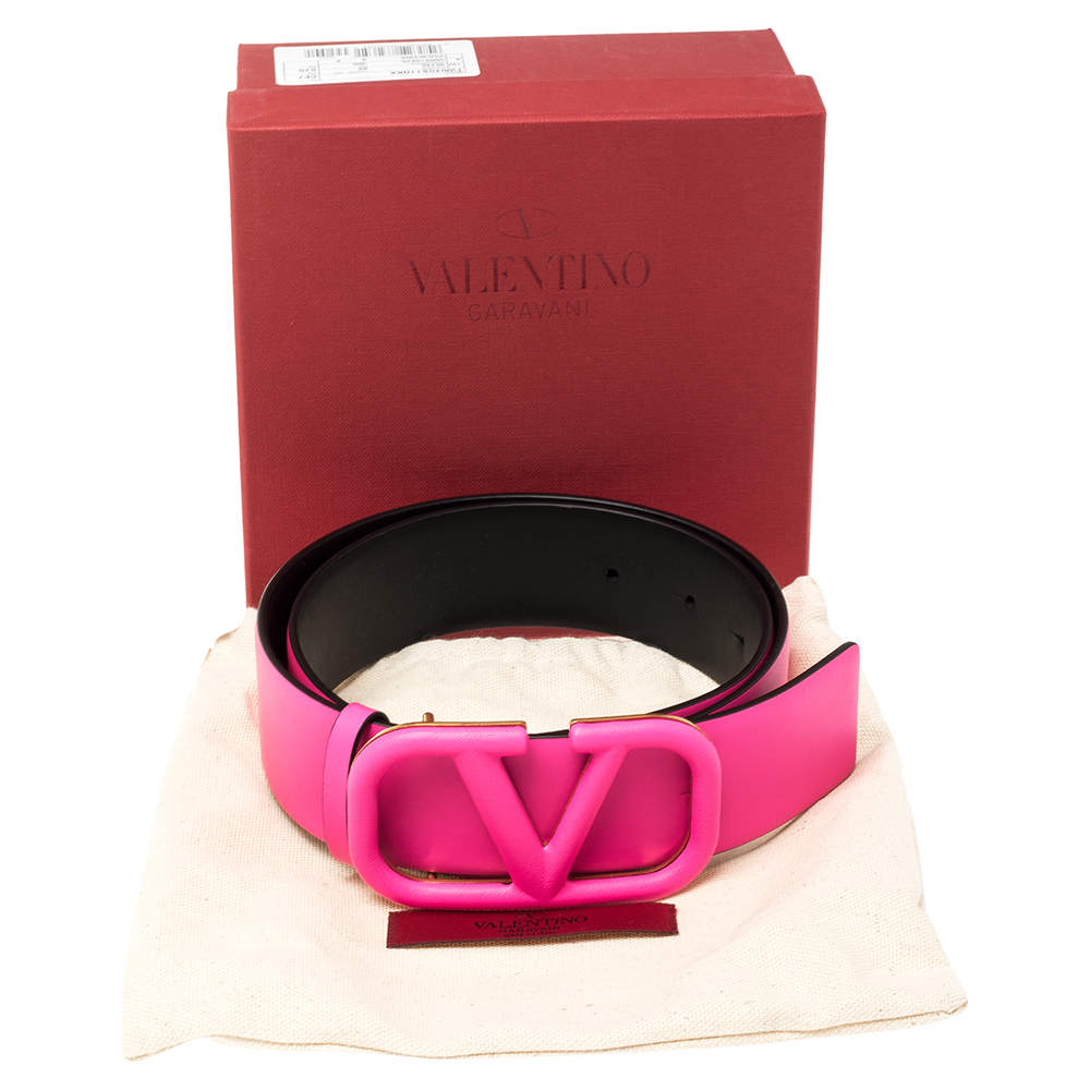 Valentino Neon Pink Leather Vlogo Belt Size 75 cm Valentino