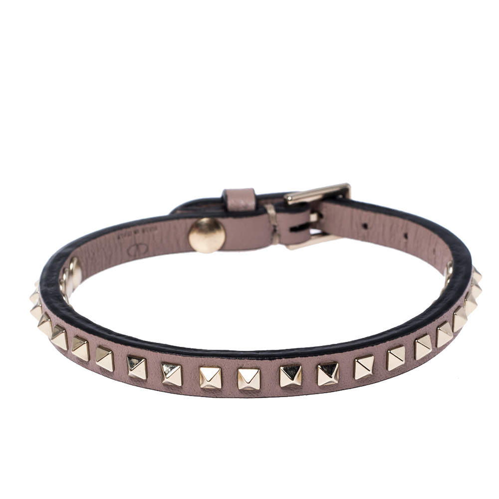 Pre Owned Valentino Poudre Leather Rockstud No Limit Bracelet