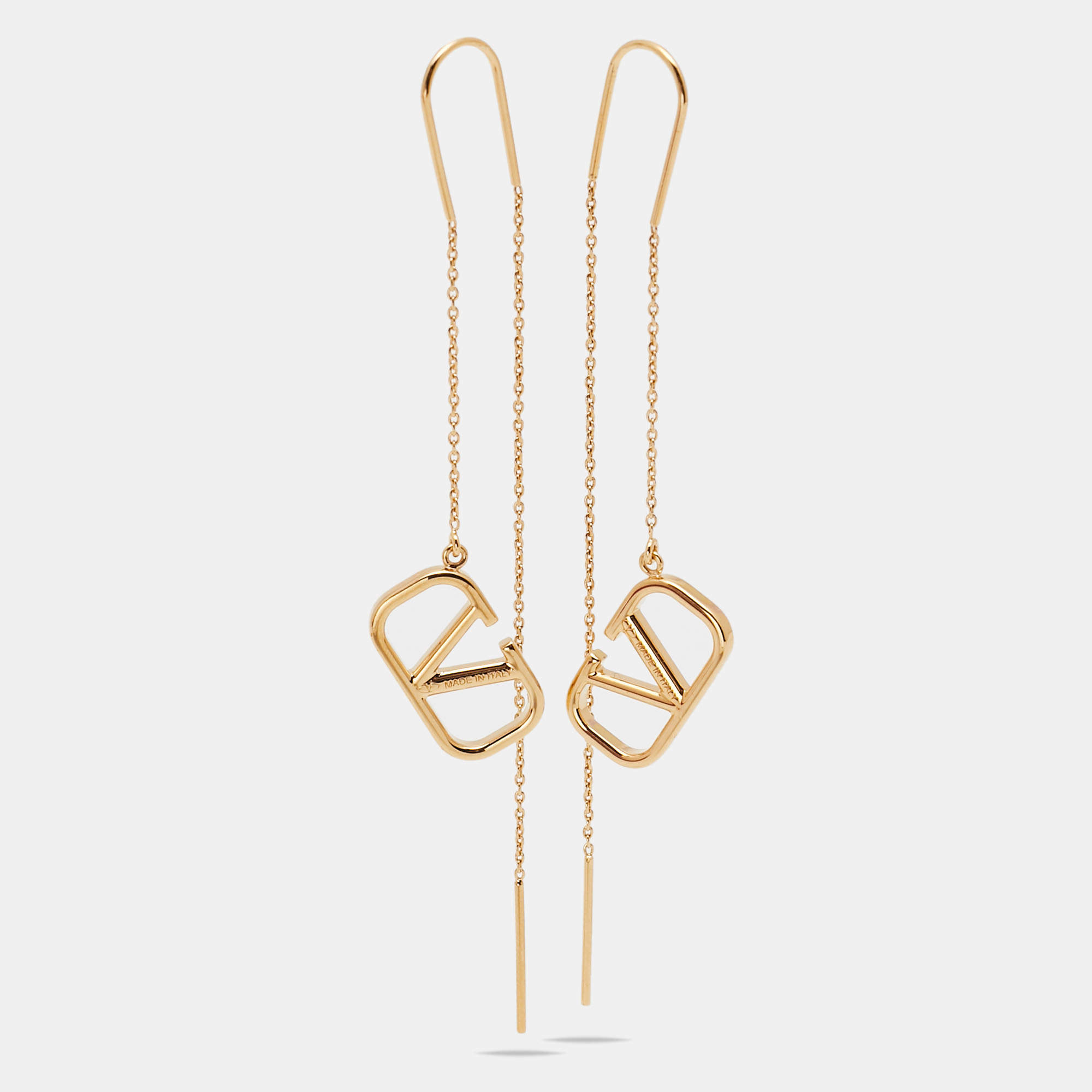 مملوكة مسبقًا Valentino VLogo Gold Tone Drop Earings