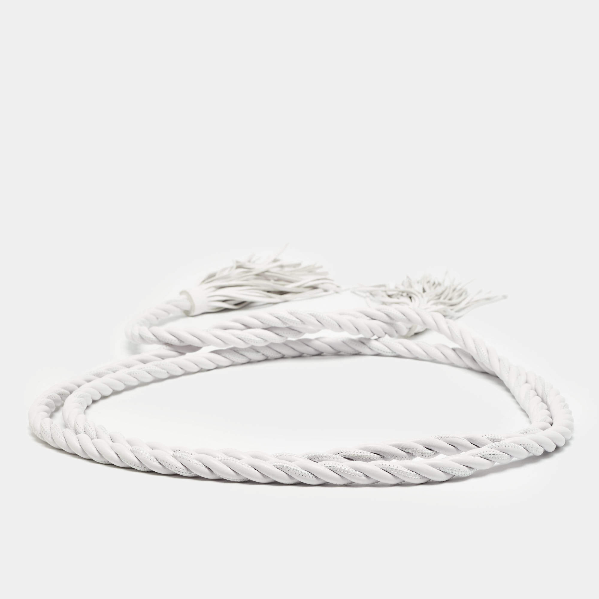 Pre Owned Valentino White Braided Leather The Rope Belt M