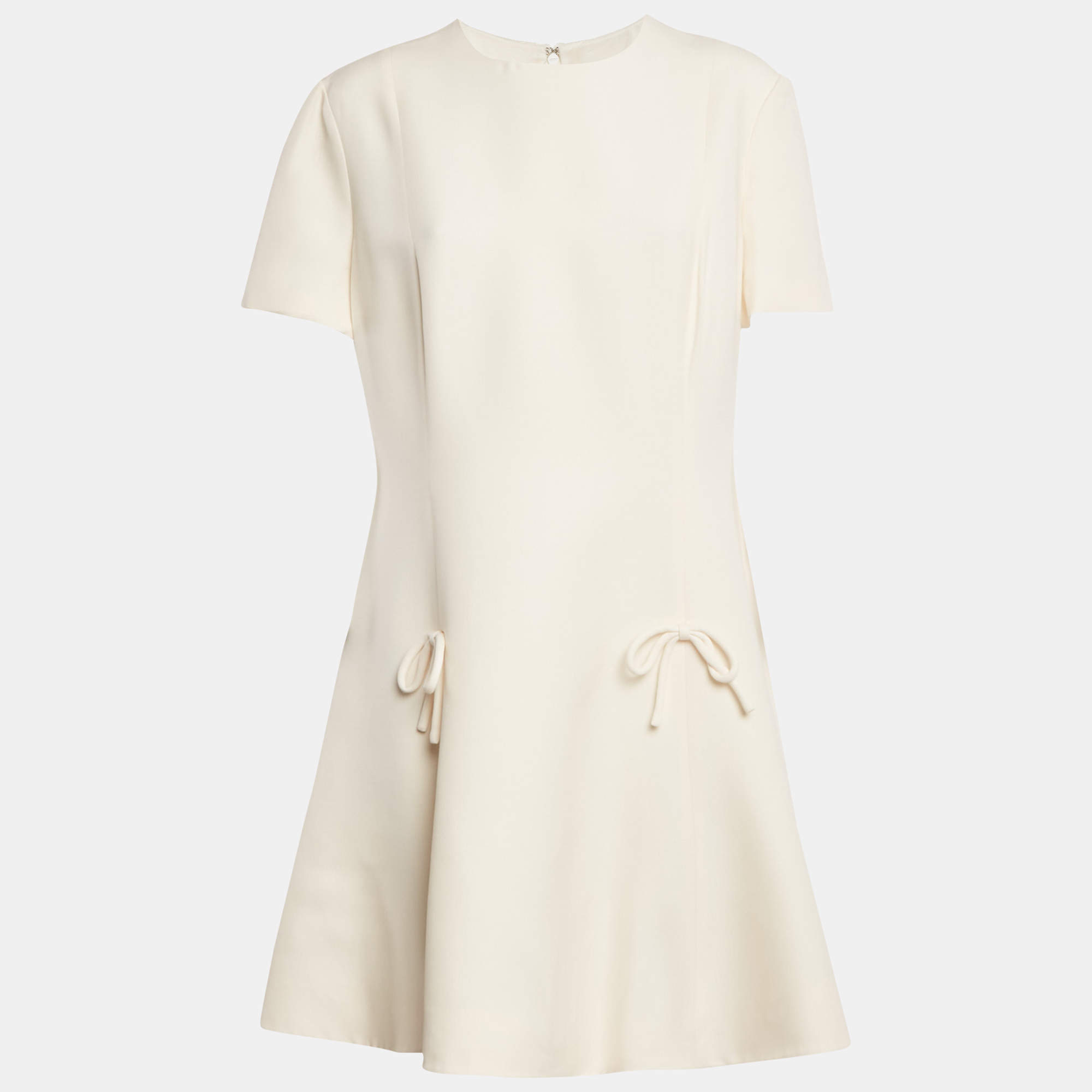 Valentino Cream Crepe Bow Detail Mini Dress XL