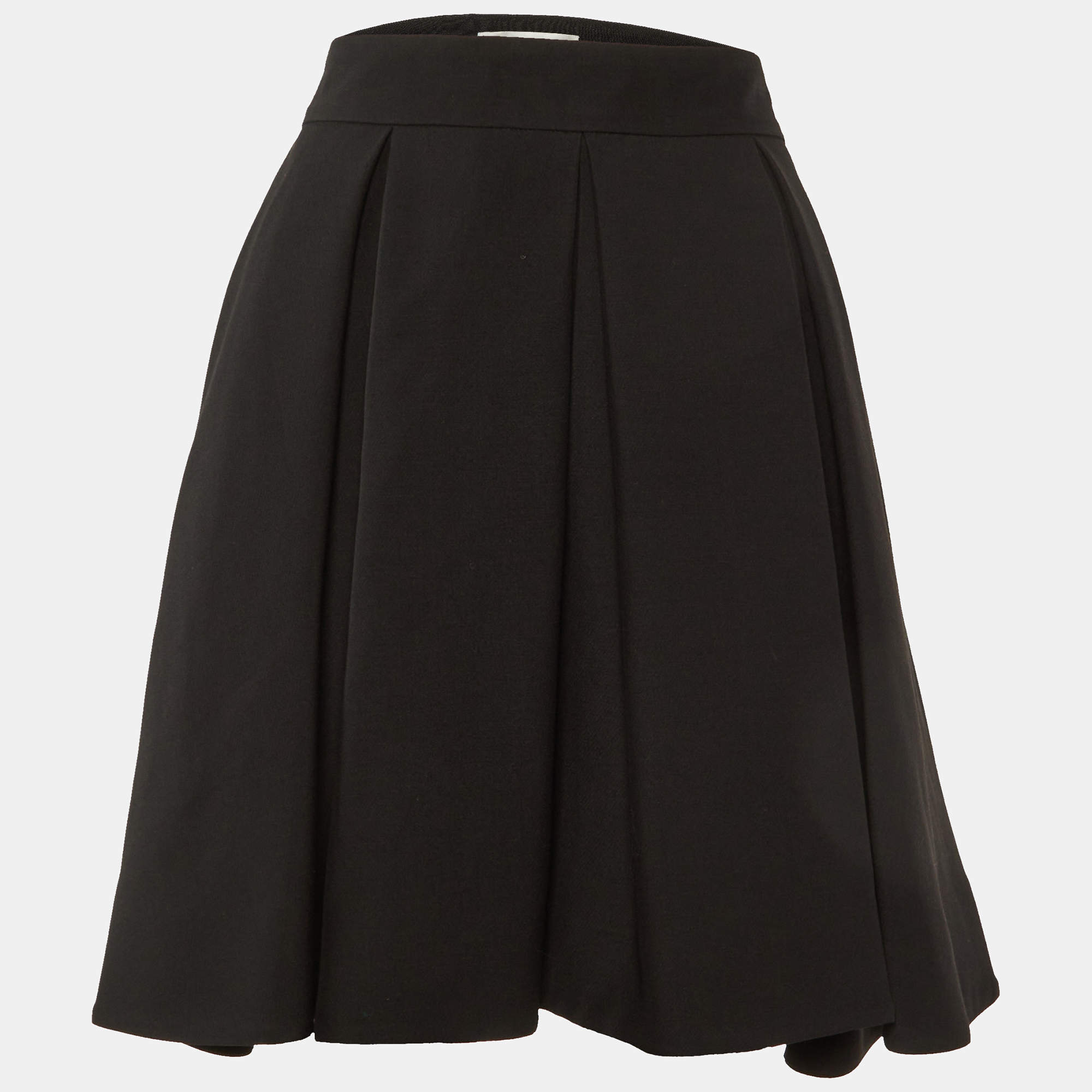 Valentino Black Wool Pleated Mini Skirt M