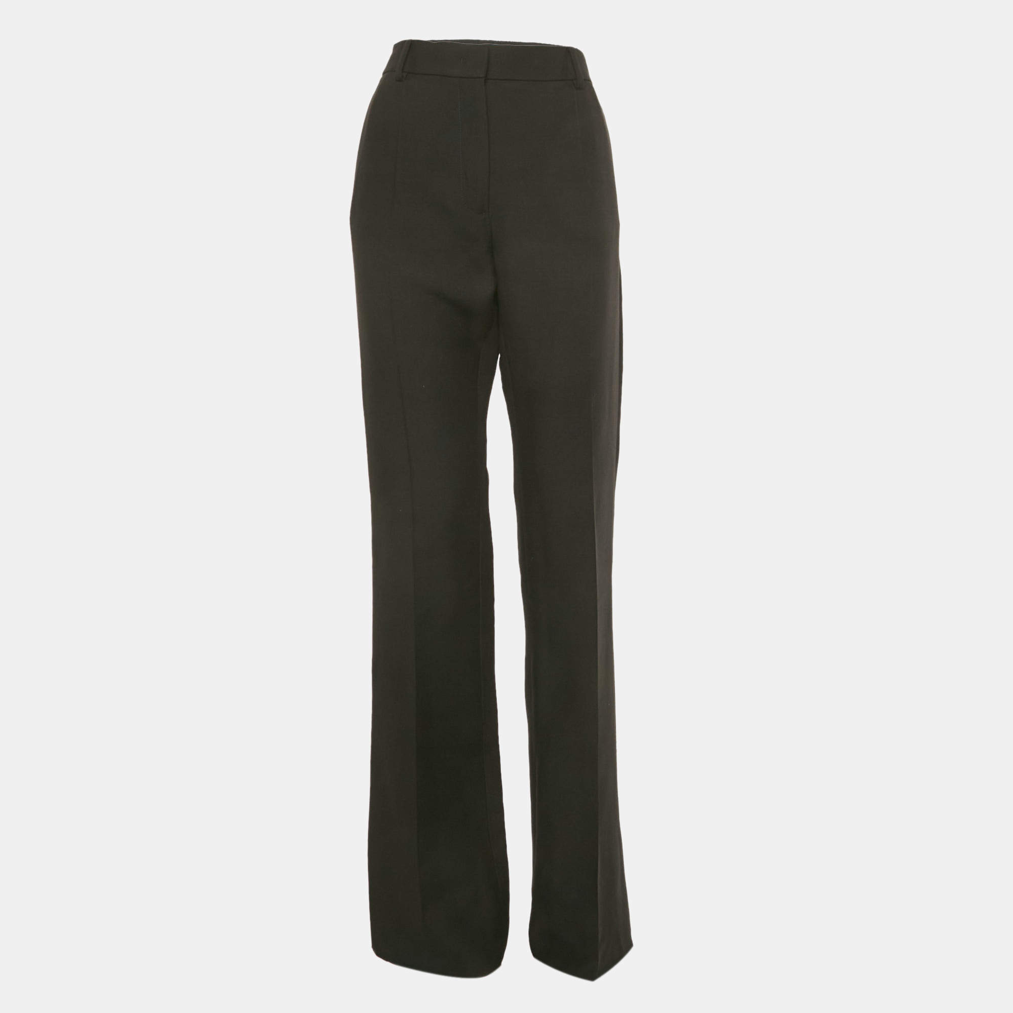 Pre Owned Valentino Black Wool Straight Formal Trousers M