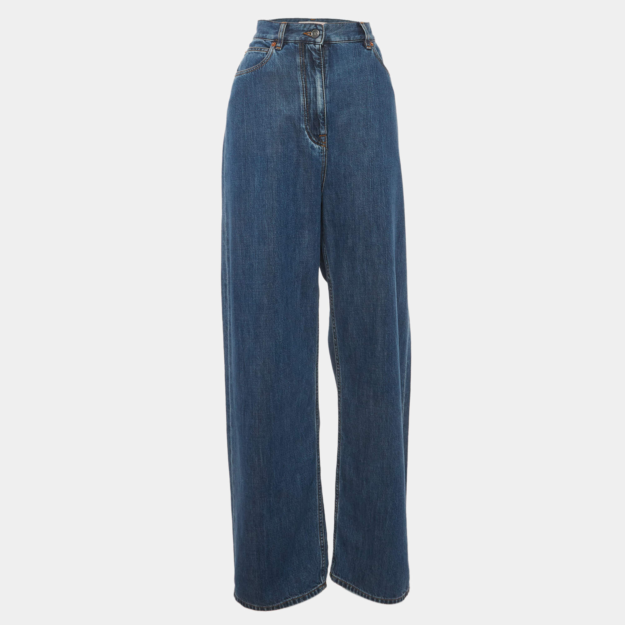 Pre Owned جينز فالتنتينو دنيم أزرق قصة مستقيمة مقاس الخصر 30 بوصة