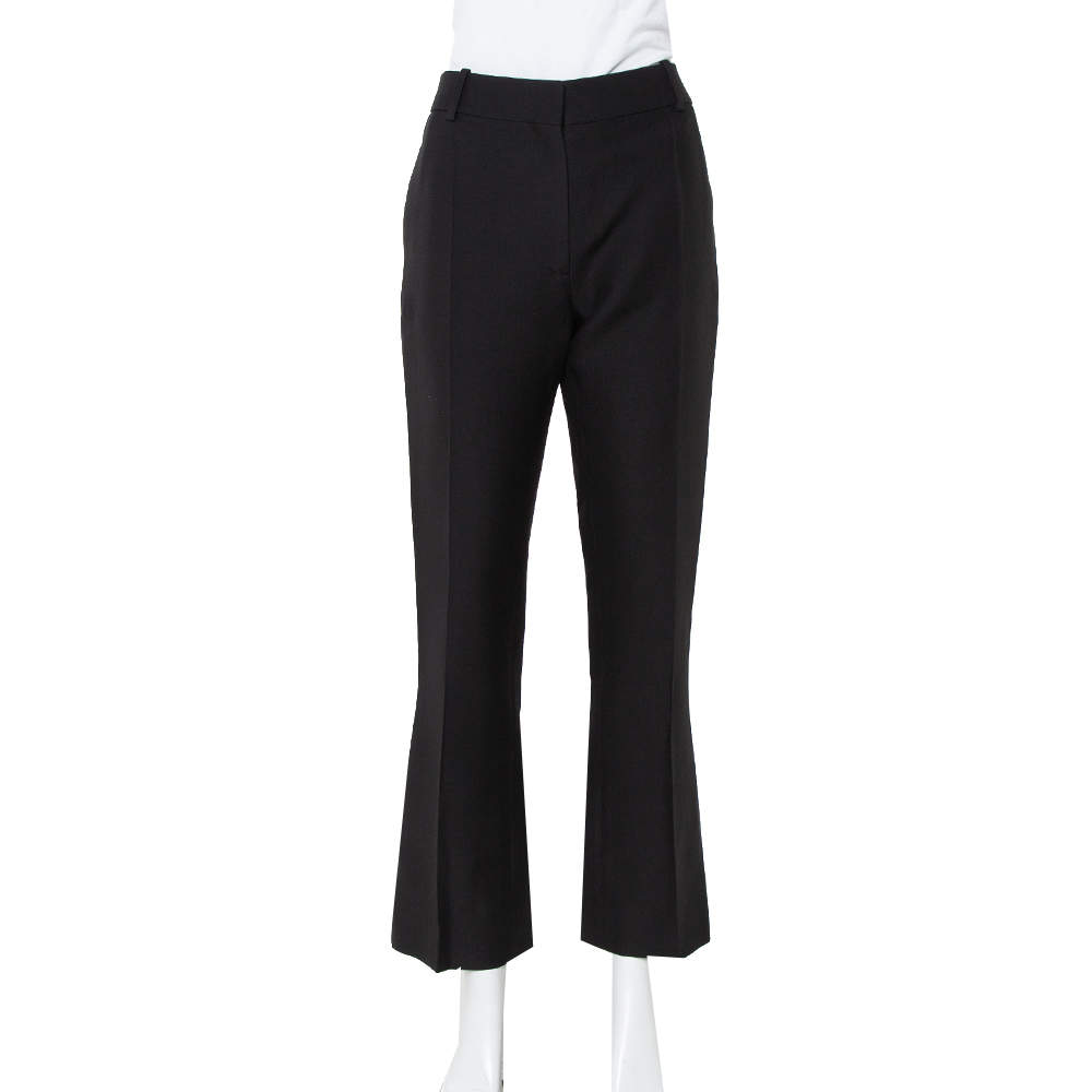 Pre Owned Valentino Black Wool & Silk Straight Leg Trousers M