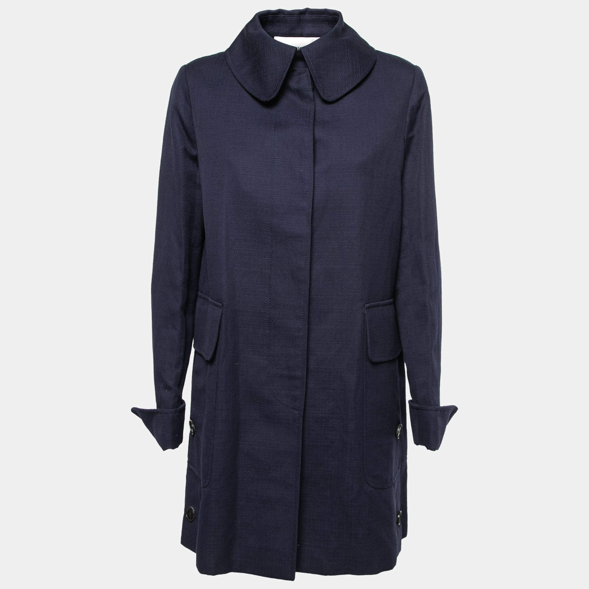 Valentino Blue Canvas Mid-Length Coat L