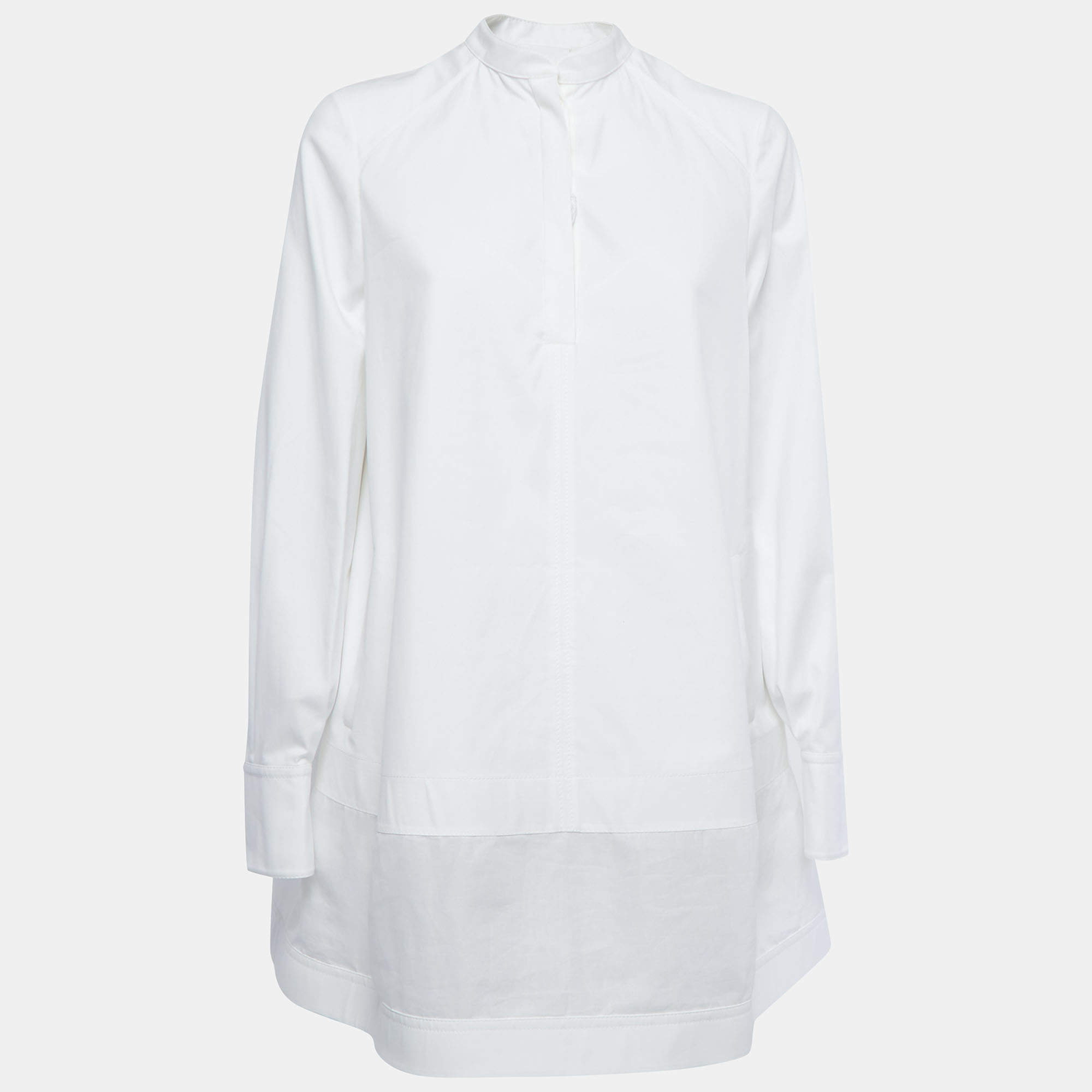 Pre Owned Valentino White Cotton Tie Detail Oversized Mini Dress M