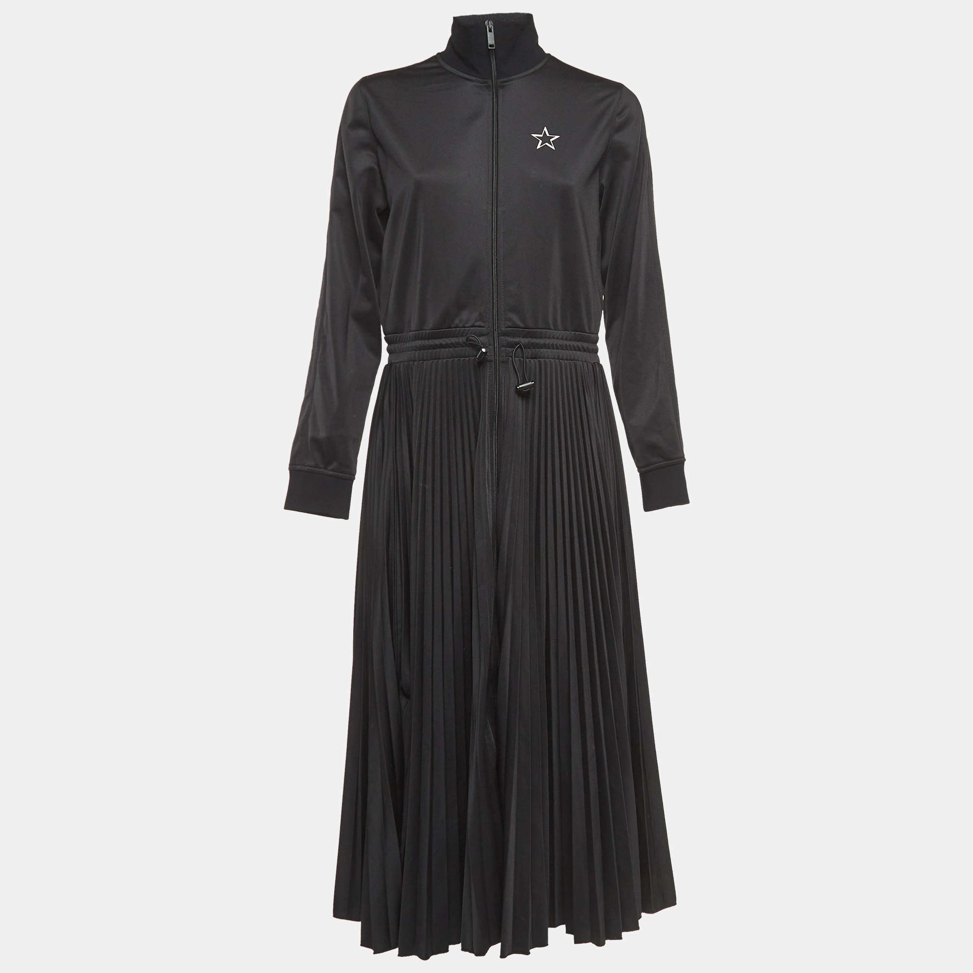 Pre Owned Valentino Black VLTN Star Print Jersey Sporty Midi Dress L