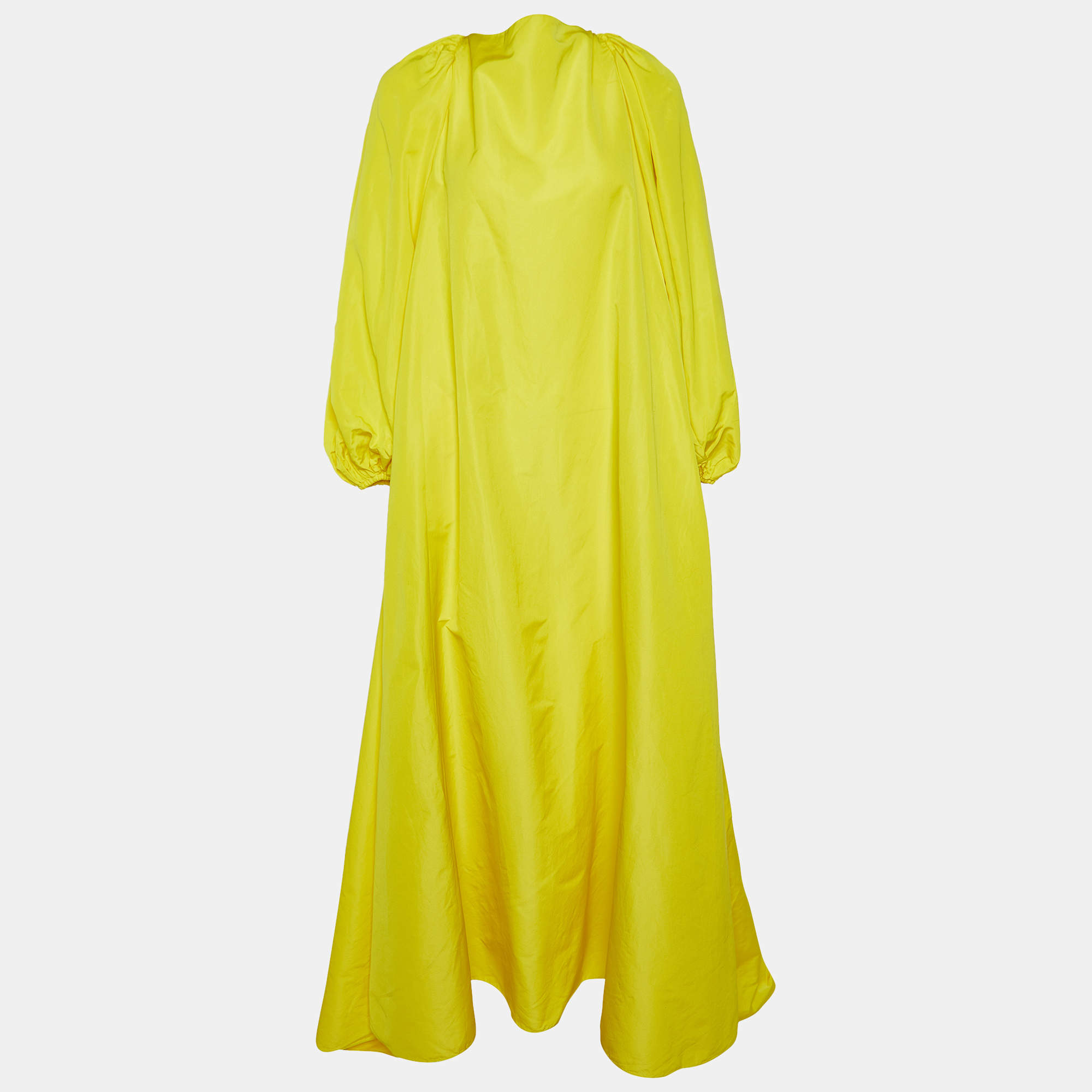Valentino Yellow Faille Open Back Maxi Dress M