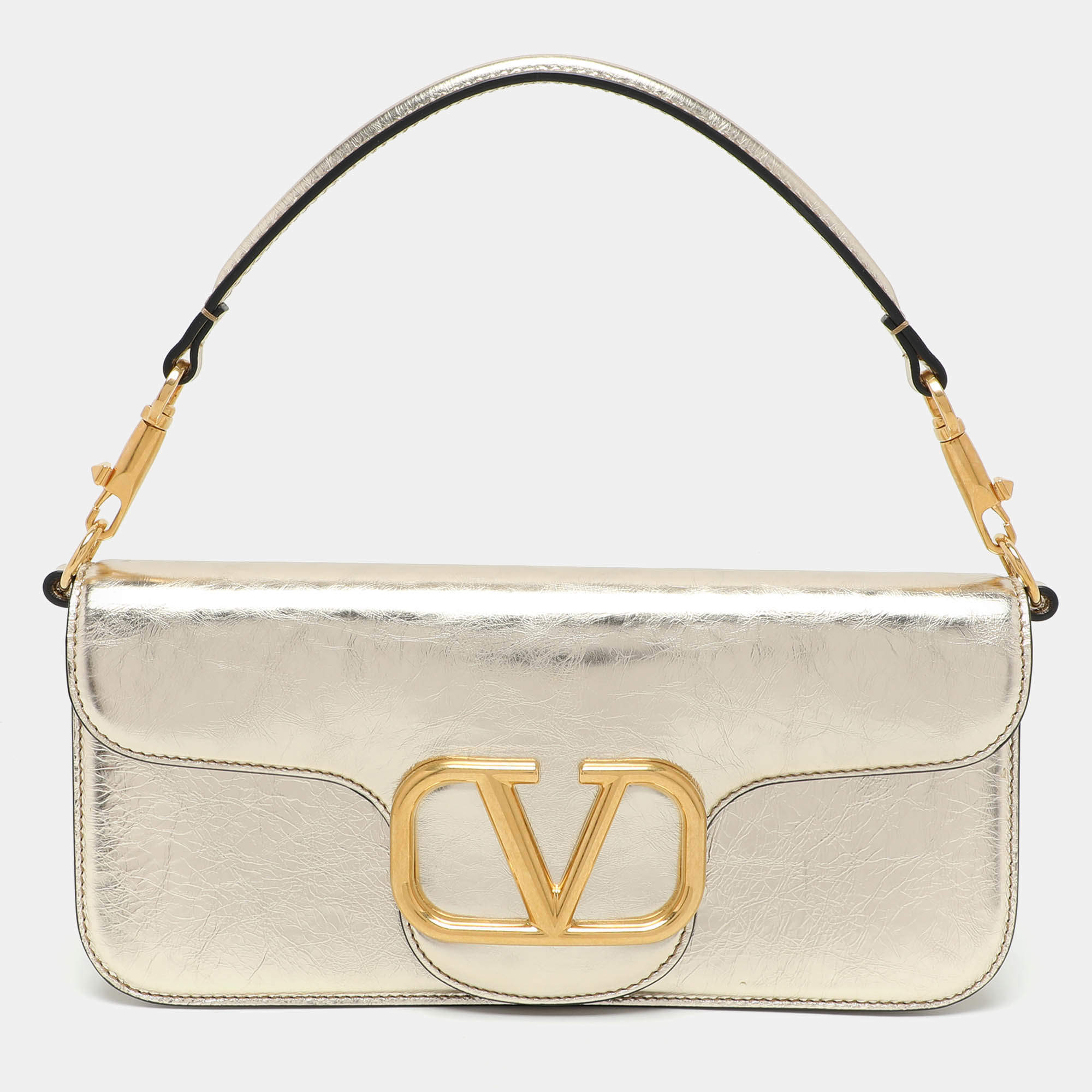 Valentino Gold Leather Loco Shoulder Bag