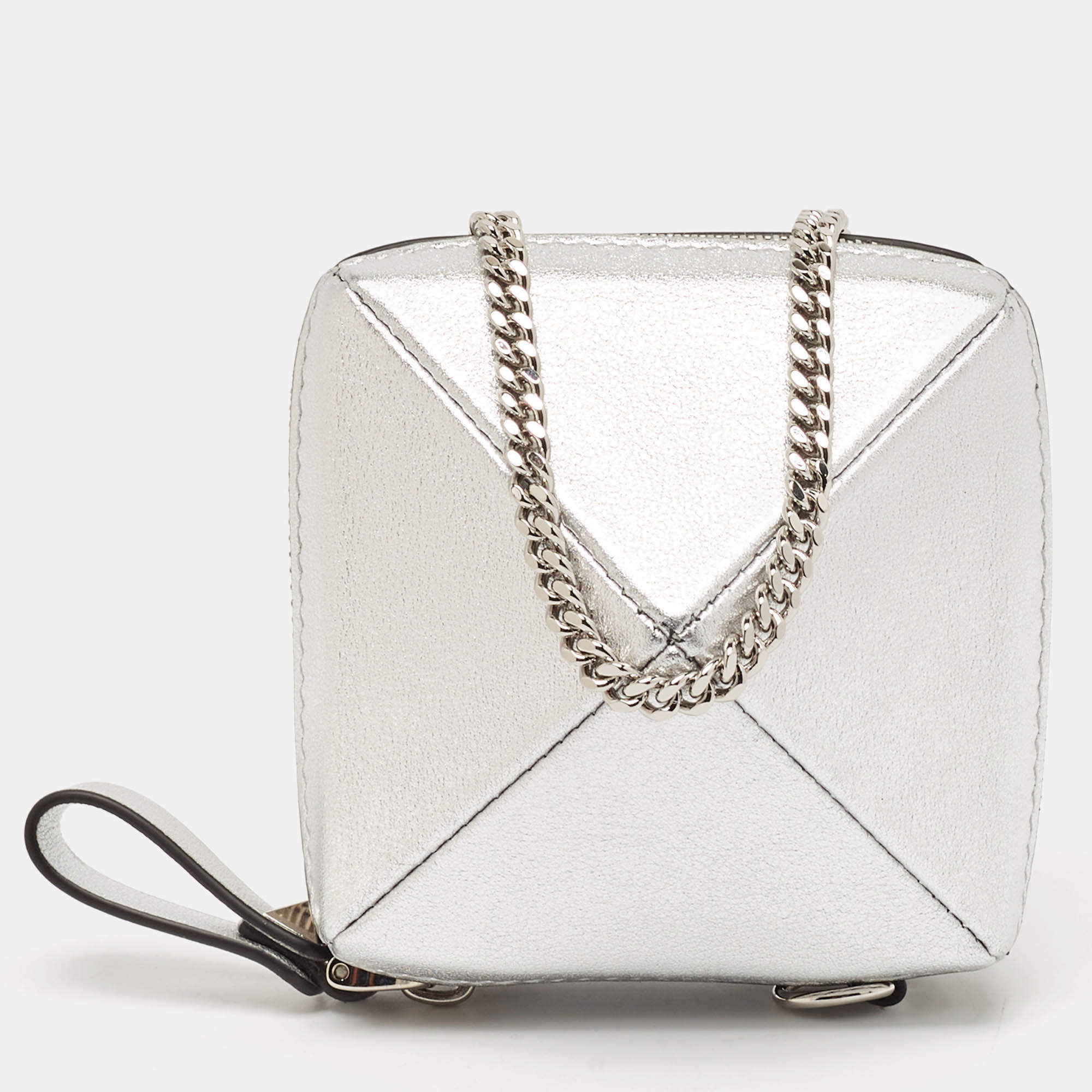 Valentino Silver Leather Zip Coin Purse