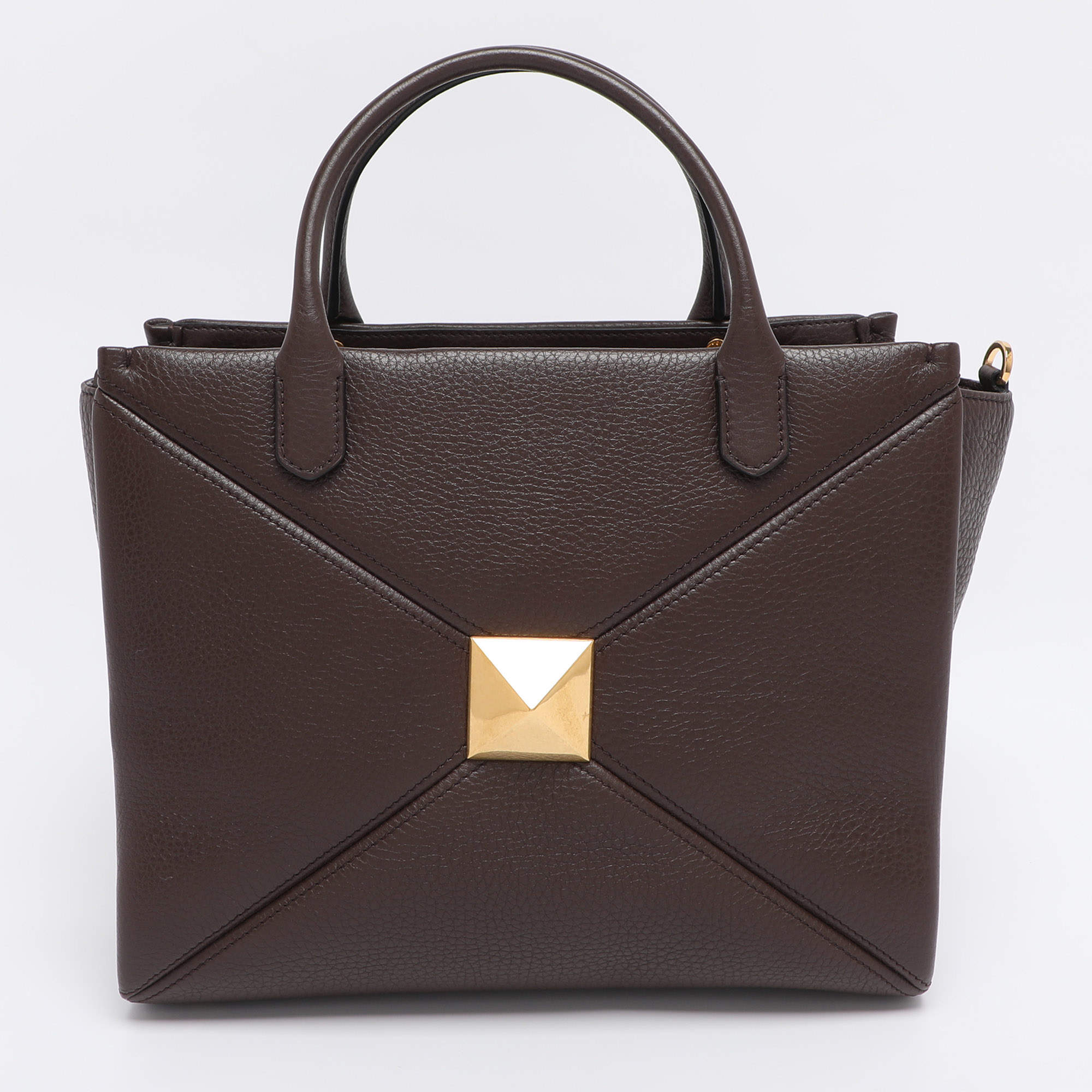 Pre Owned Valentino Brown Leather Medium One Stud Tote