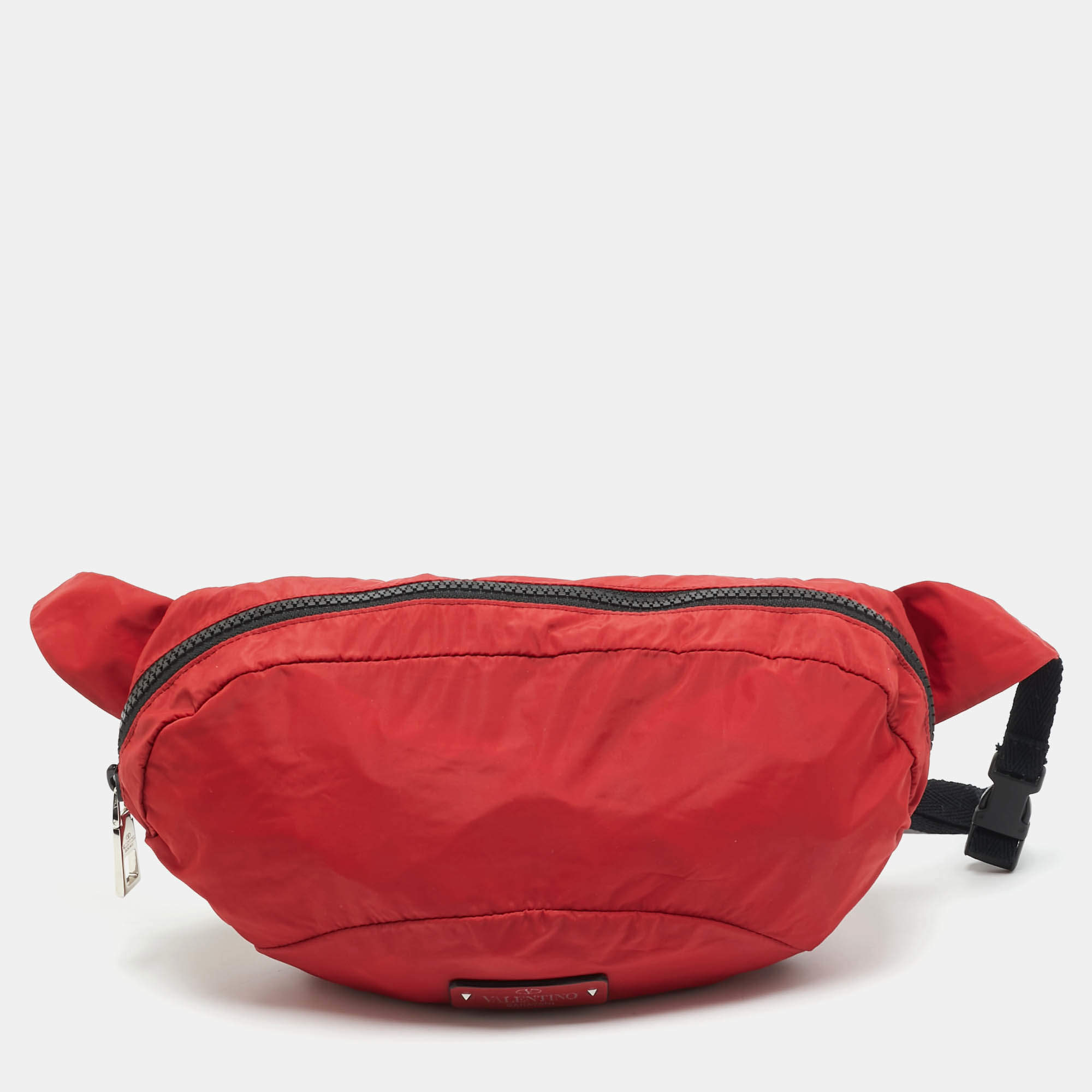 Pre Owned Valentino Red Nylon Belt Bag