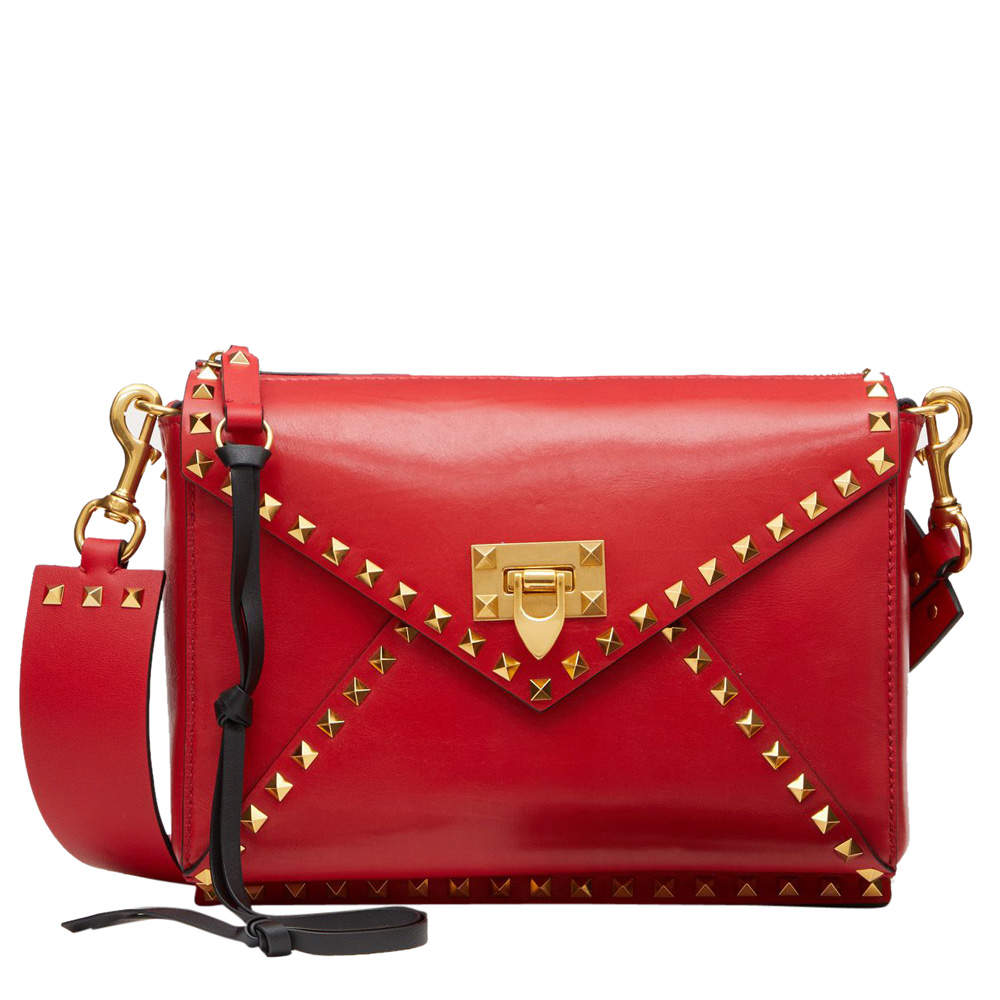 Pre Owned Valentino Rouge Pur Smooth Leather Rockstud Hype Shoulder Bag