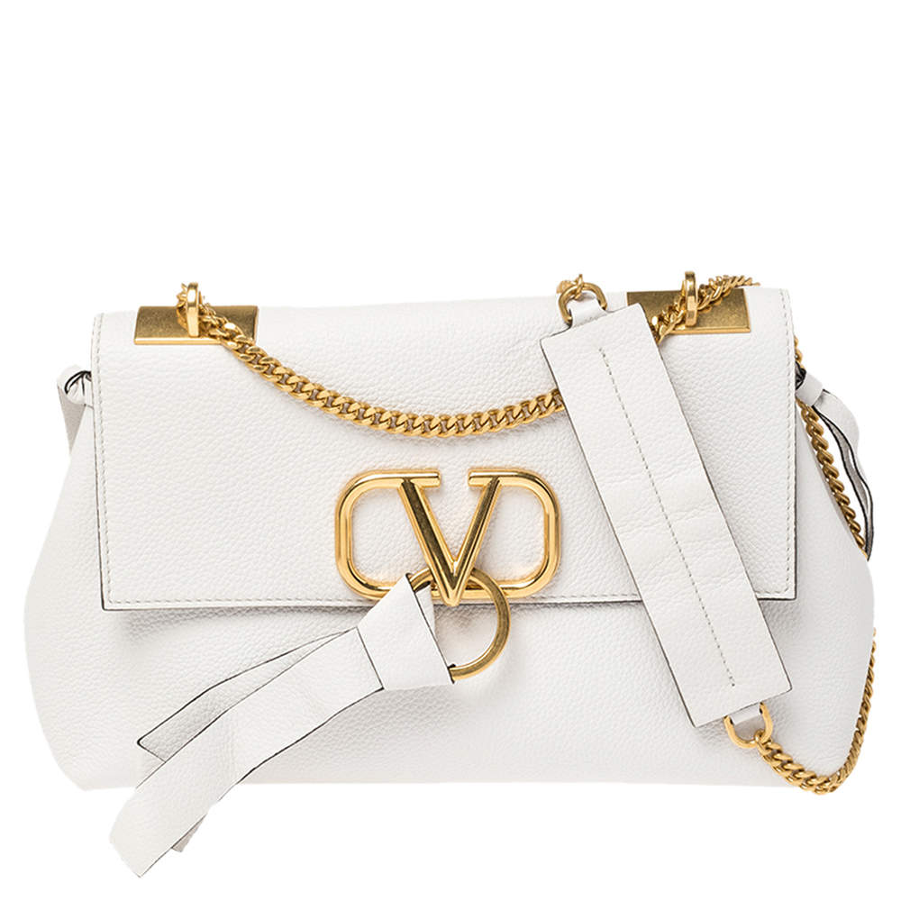 Valentino White Leather Vring Shoulder Bag